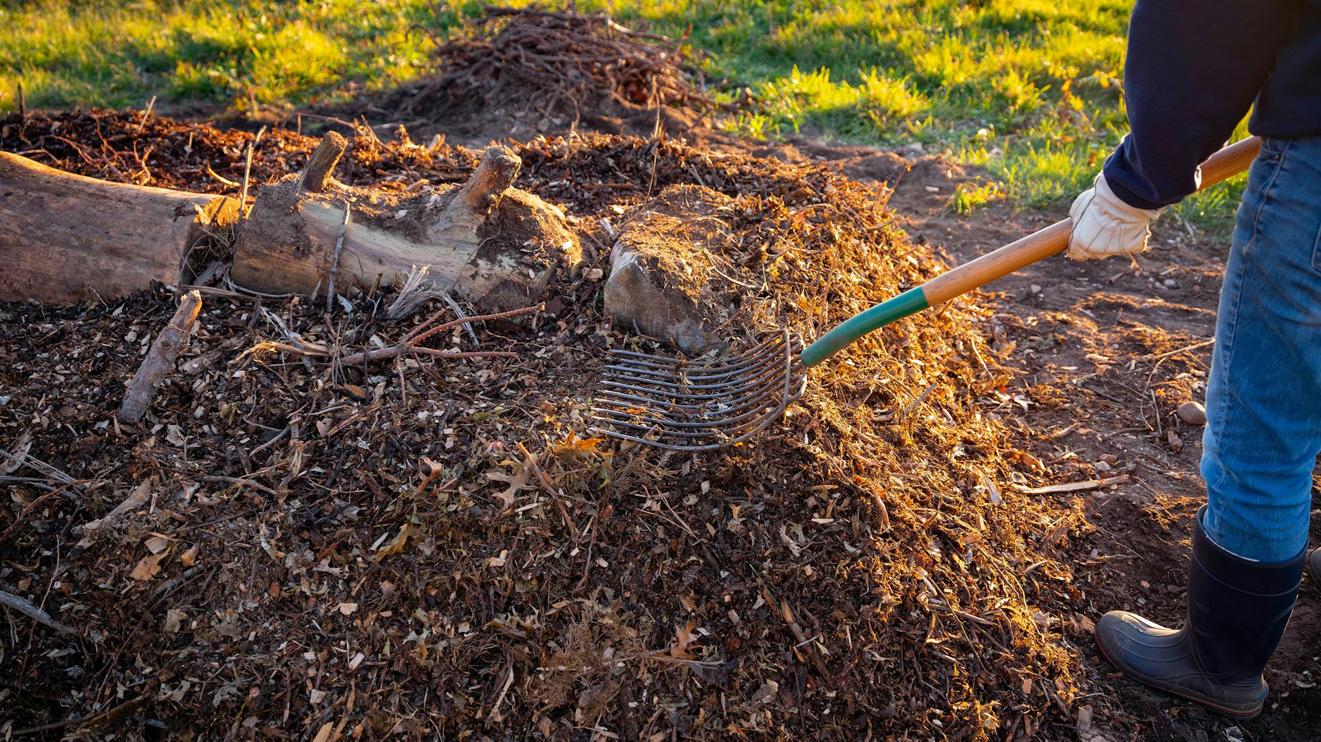 Gartenarbeit im naturnahen Herbstgarten