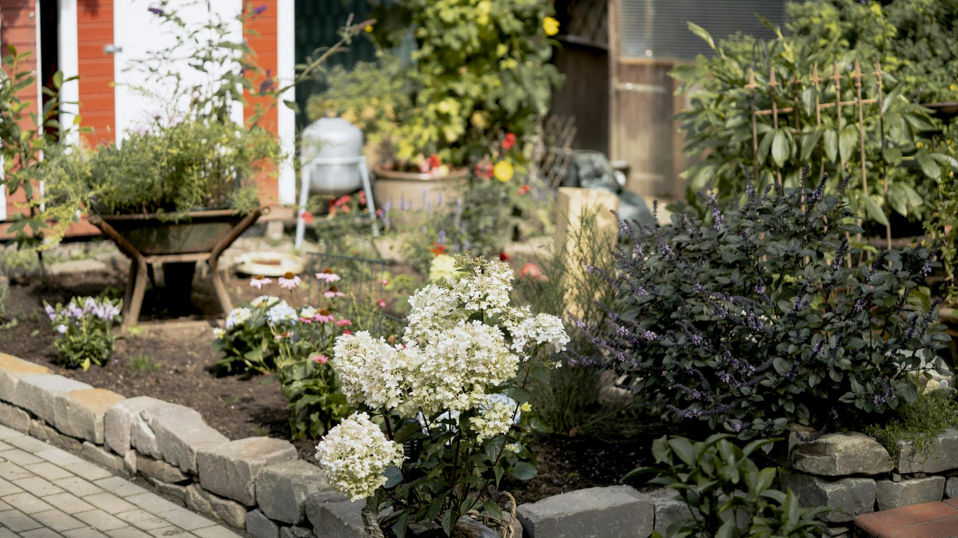 Staudenbeet mit Naturstein-Einfassung