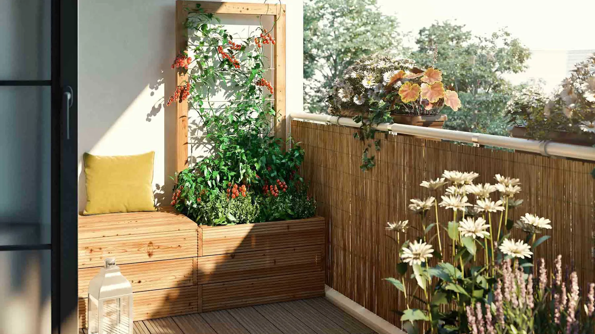 Hochbeet Balkon als Sichtschutz