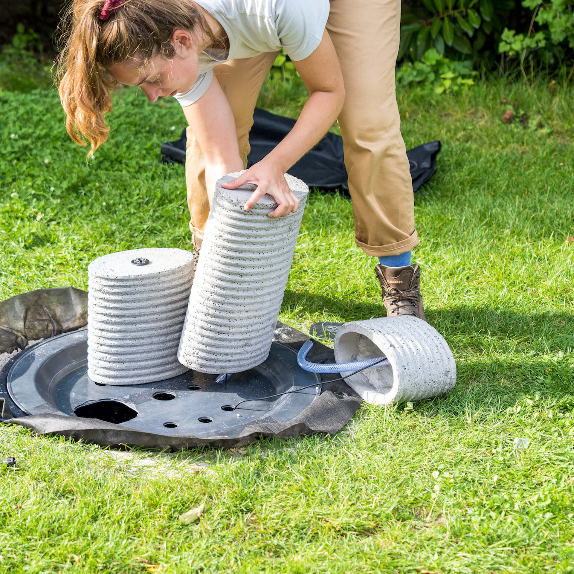 Wasserspiel wird aufgebaut