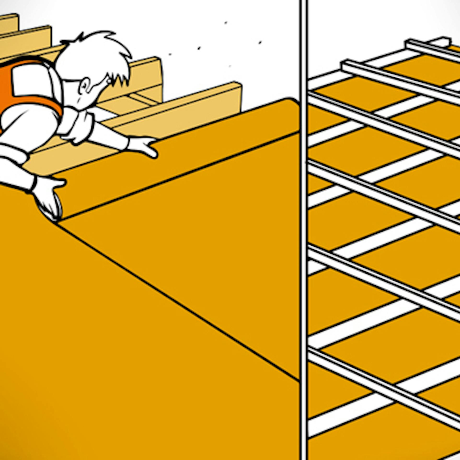 Heimwerker verlegt Unterspannbahn unter der Traglattung des Daches.