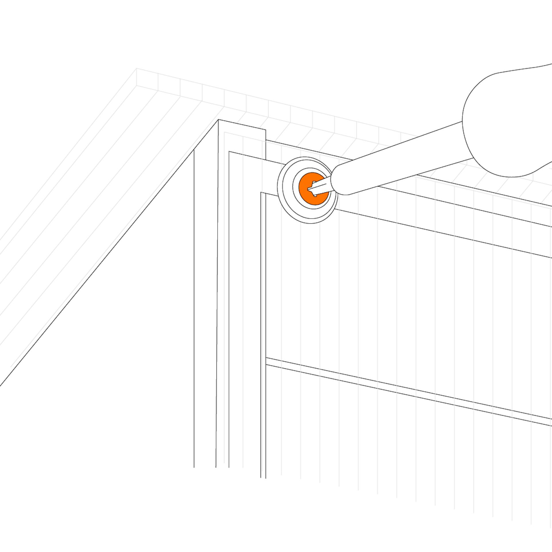 L’illustrazione mostra il fissaggio del nastro autoadesivo e dei pannelli alveolari