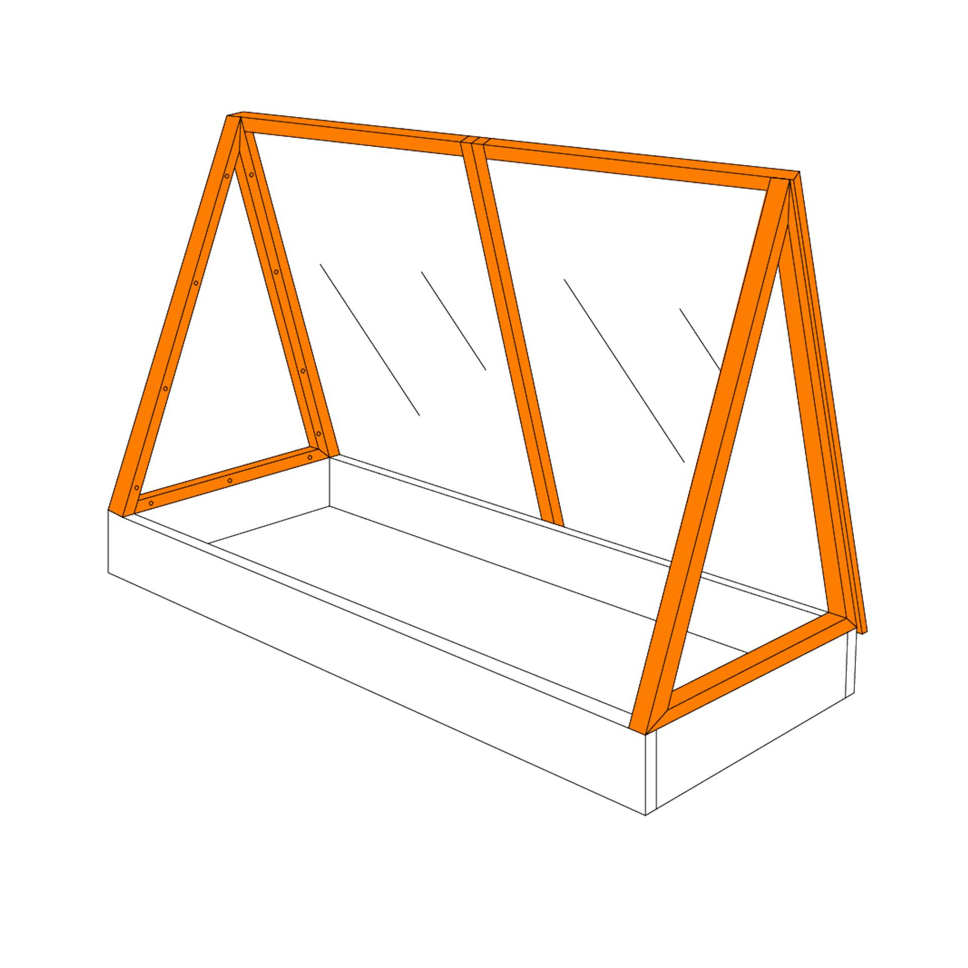 Seiten- und Dachwände eines Mini-Gewächshauses werden aneinander befestigt
