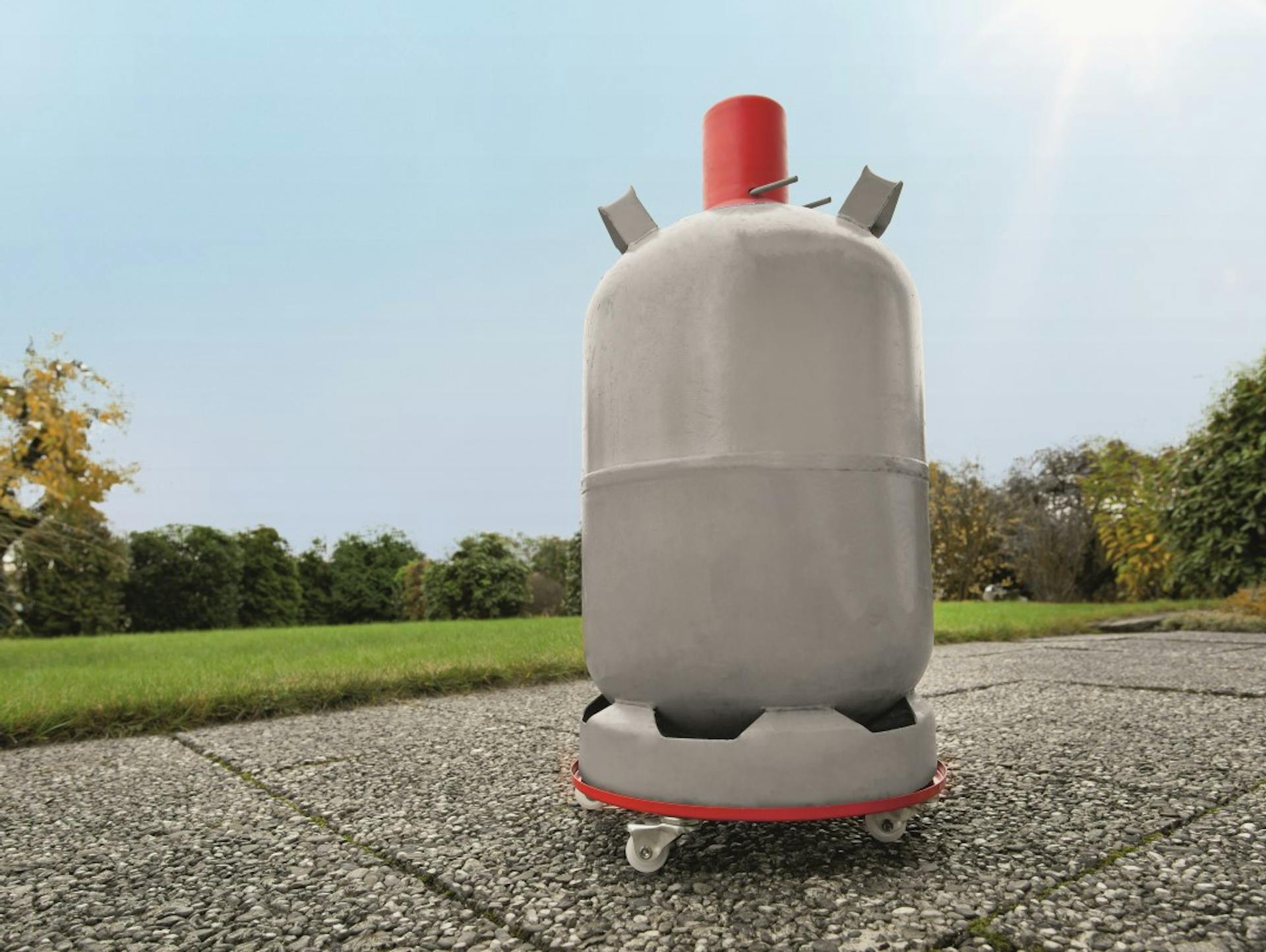 Gasflasche auf Rollen