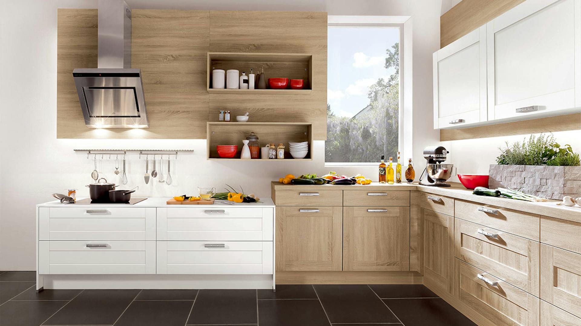 Küche mit hellblauen Fronten