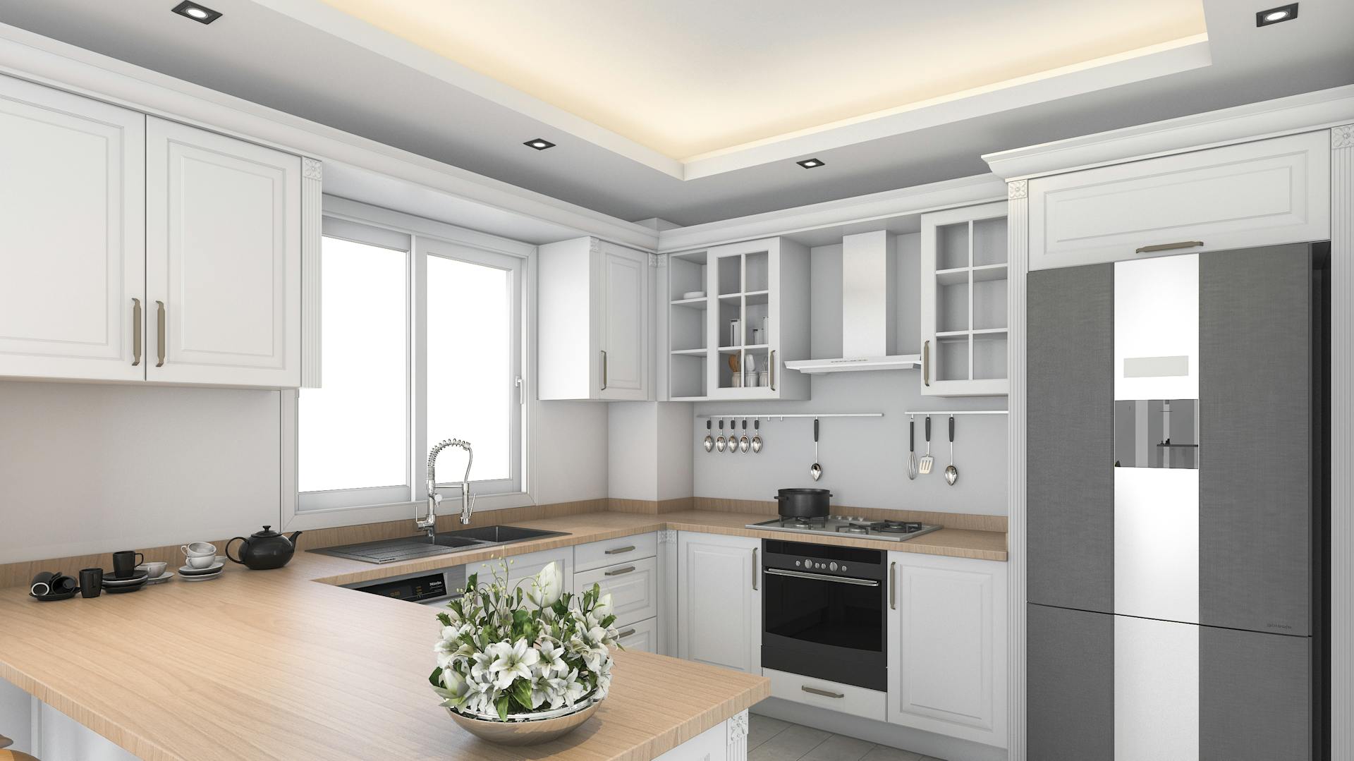 Helle Küche in U-Form