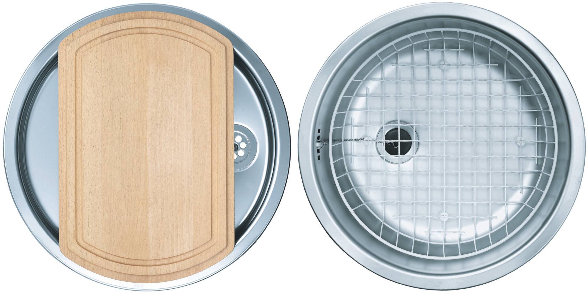 Mosogató vágódeszkával és öblítőkosárral