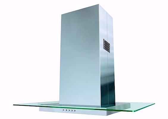 Dunstabzugshaube aus Edelstahl und Glas