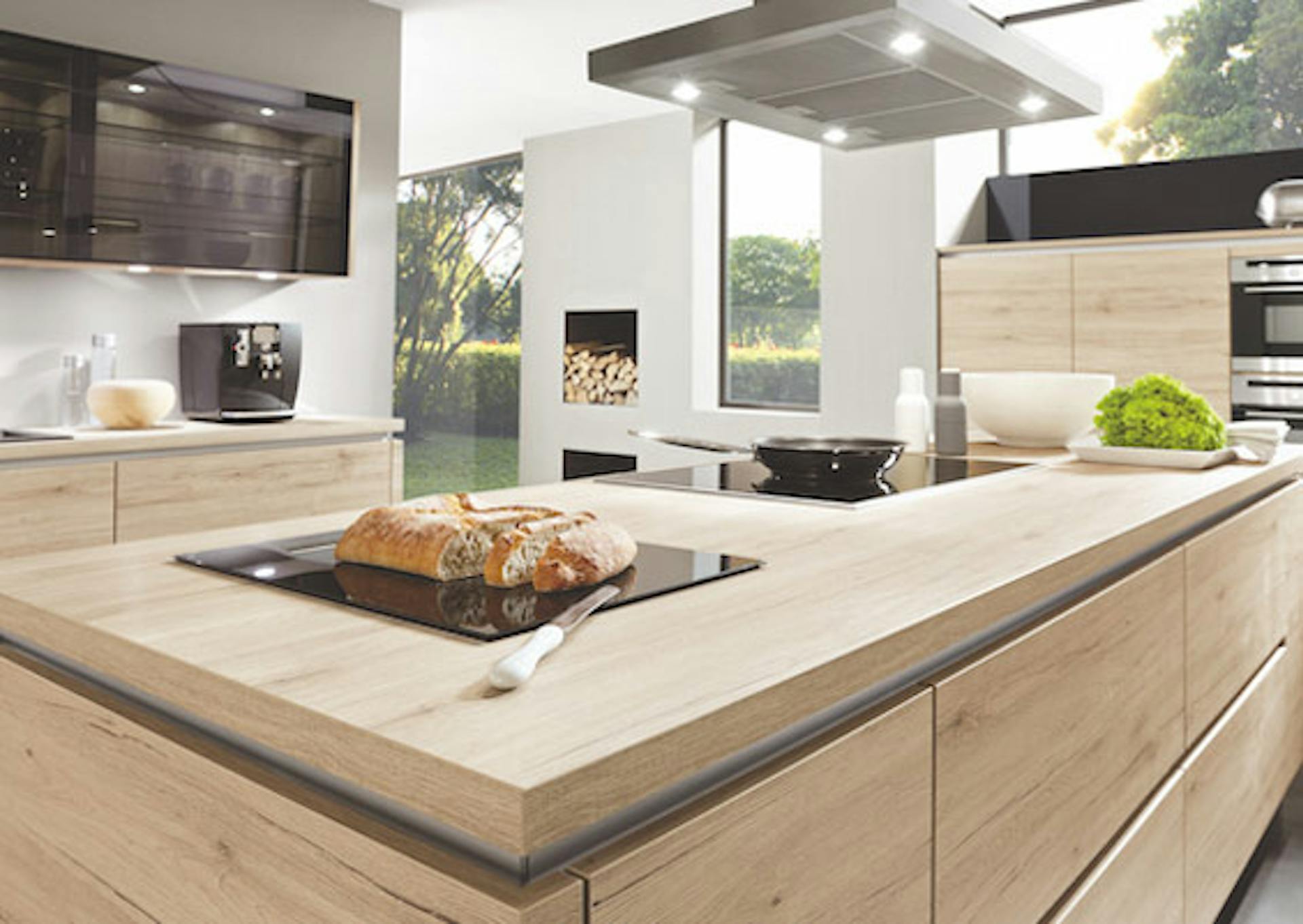 Vista dettagliata di una cappa con illuminazione integrata