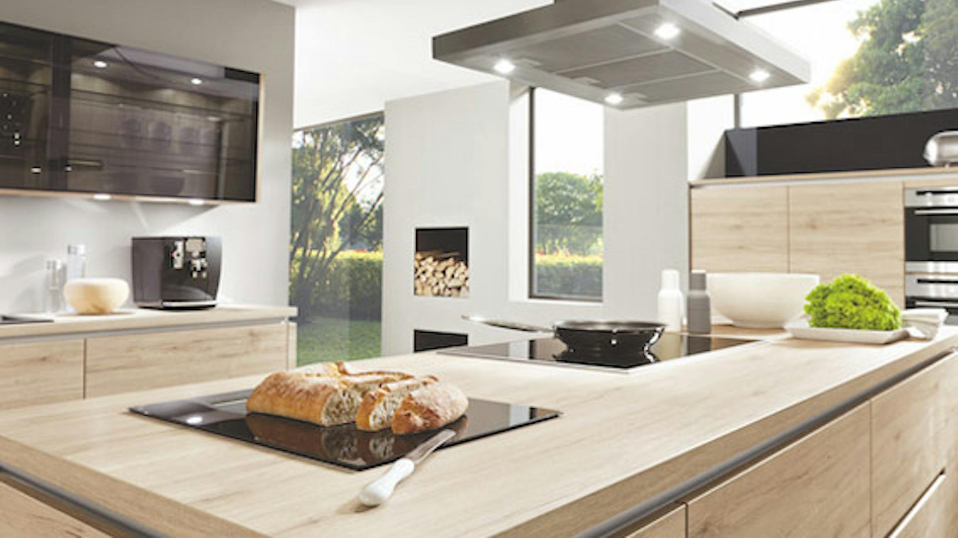 Egy beépített világítással rendelkező páraelszívó közelről