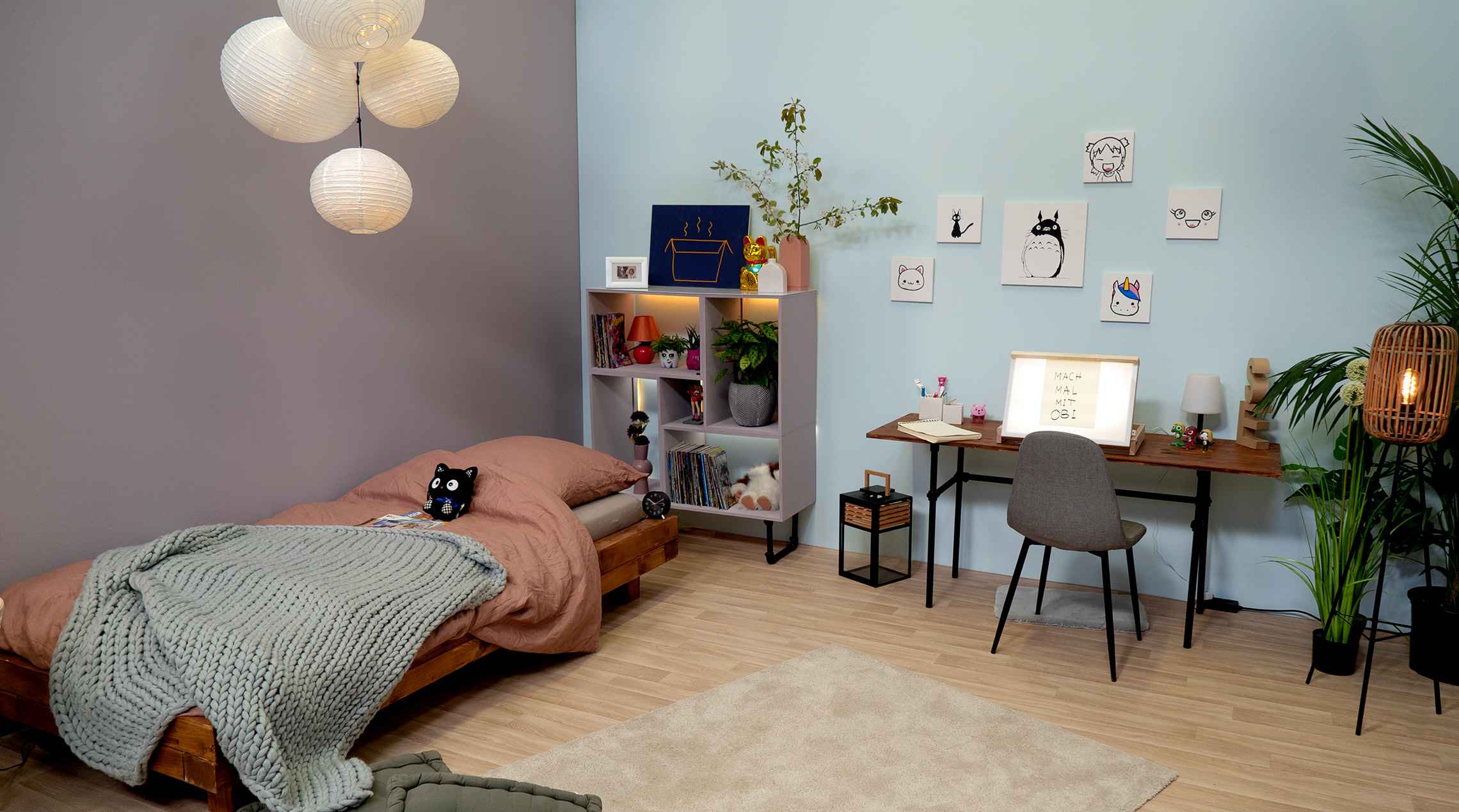 Kinderzimmer im Anime-Stil mit Futon-Bett