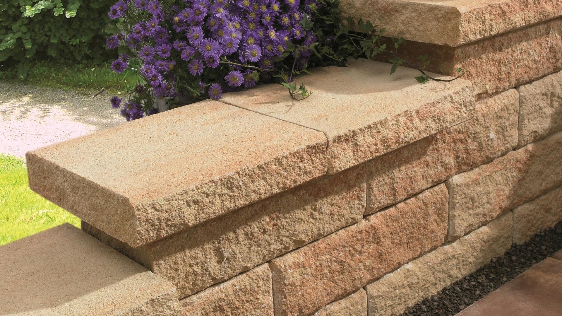 Mauer mit Mauerabdeckung und Pflanze