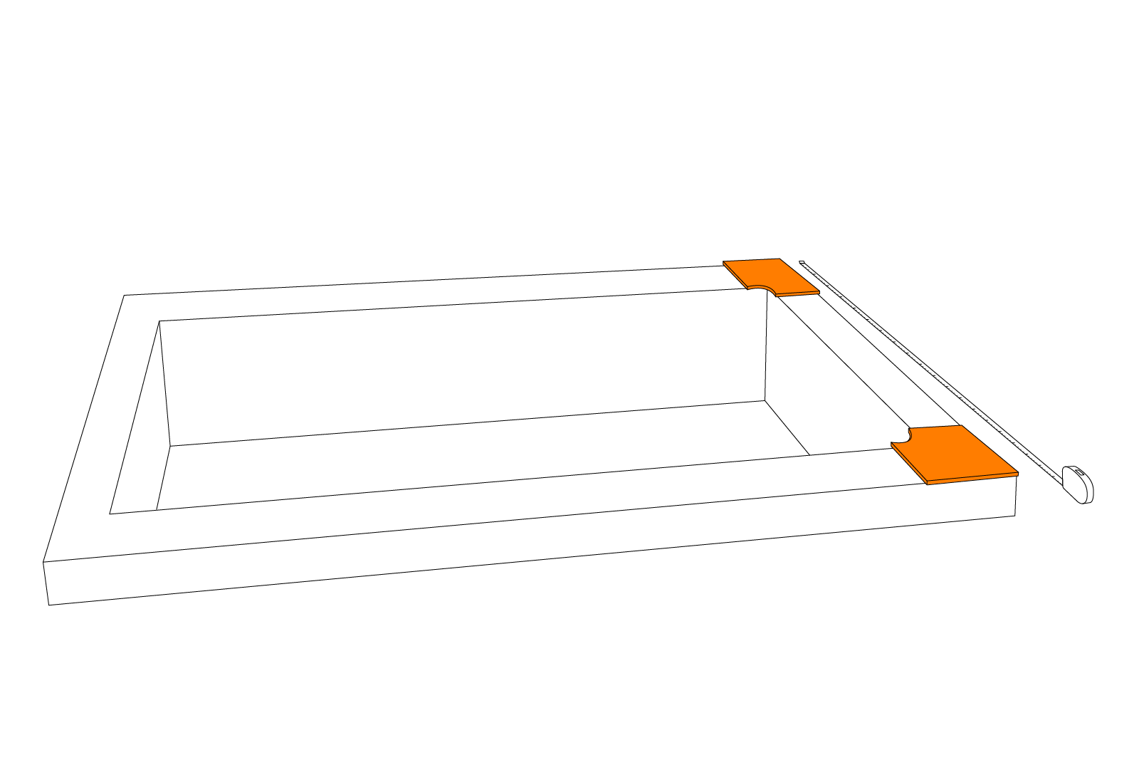 Illustration zeigt das Ausmessen eines Pools für den Bau einer Poolumrandung aus Stein
