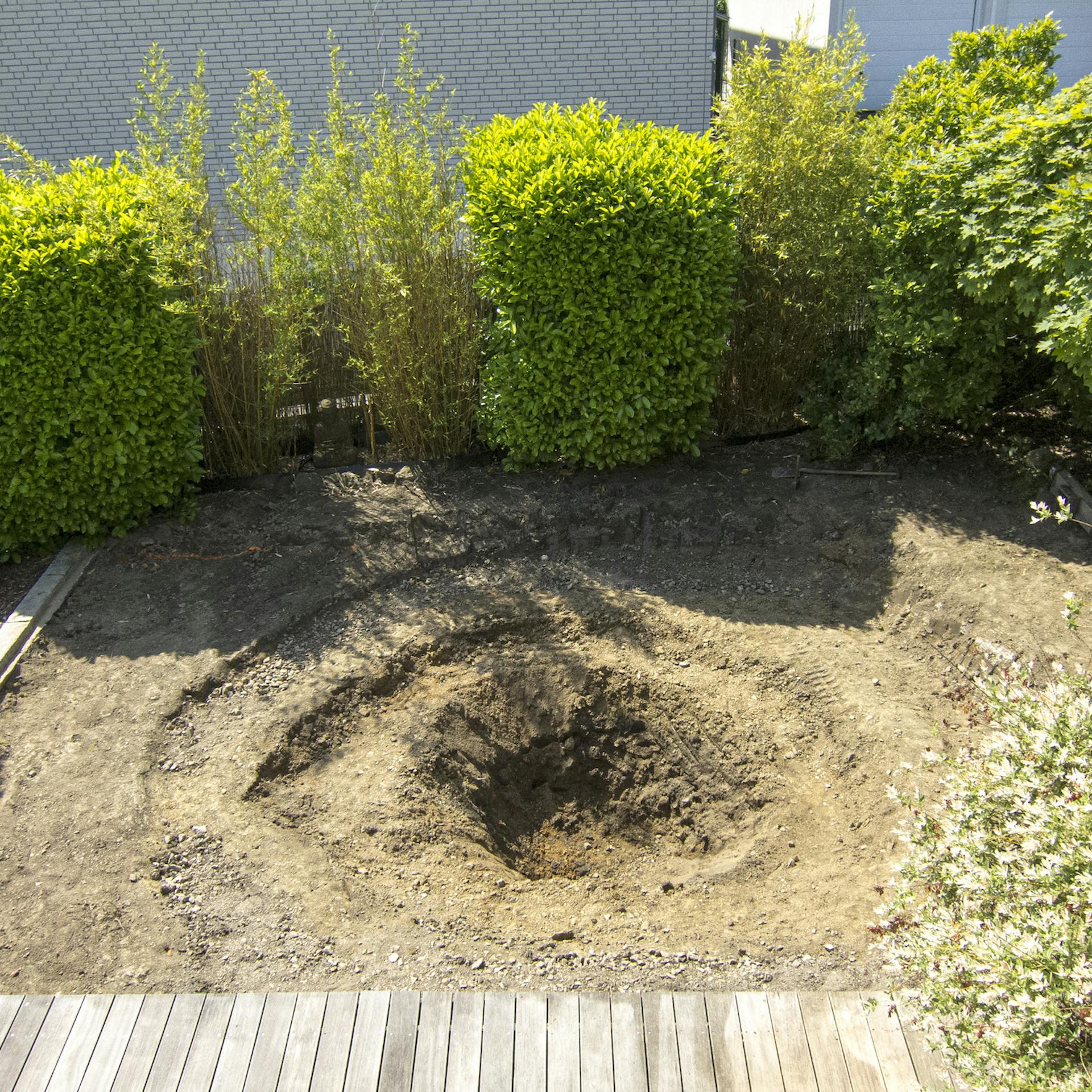 Ausgehobene Teichzonen von der Vogelperspektive.