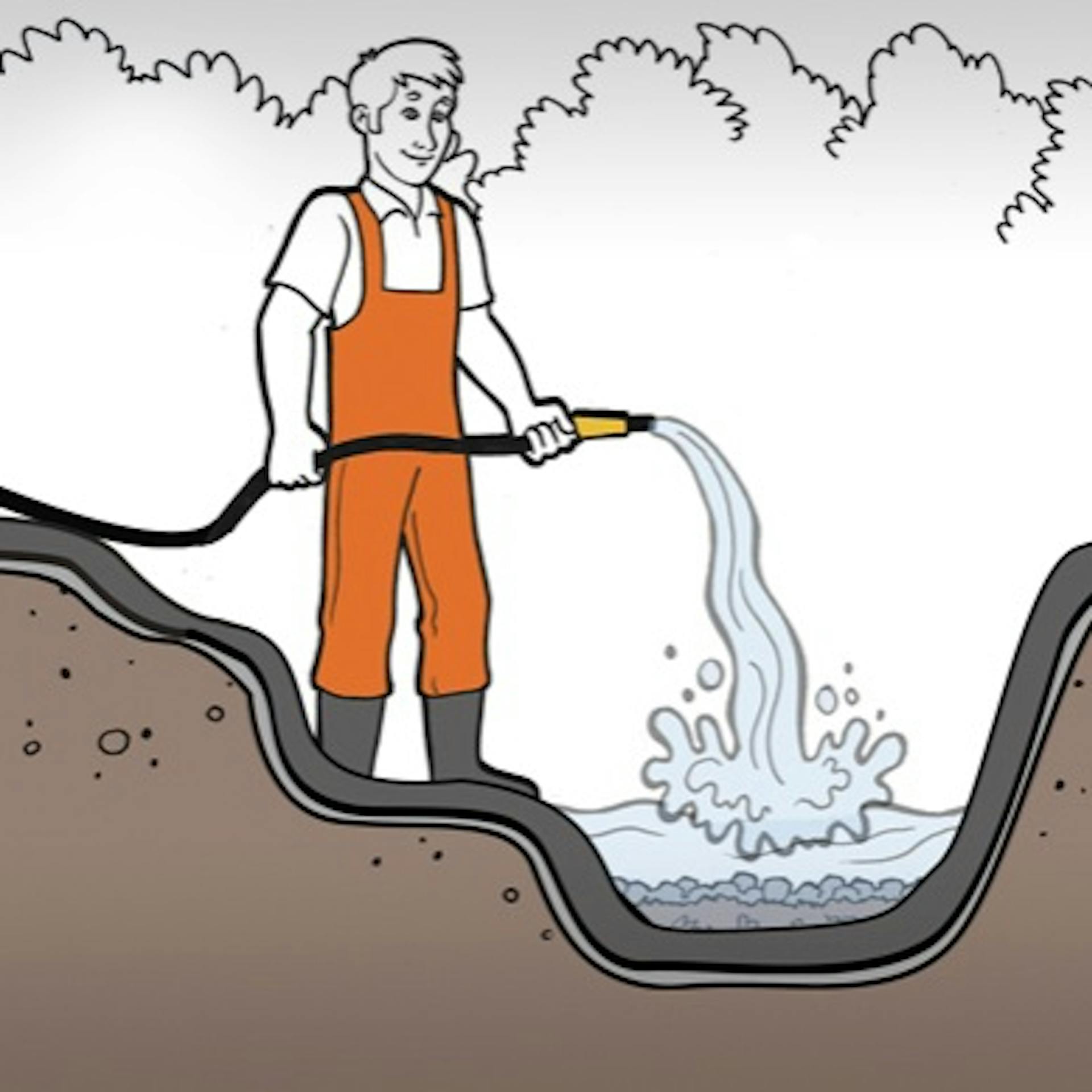 Jemand lässt Wasser in einen Hundepool einlaufen