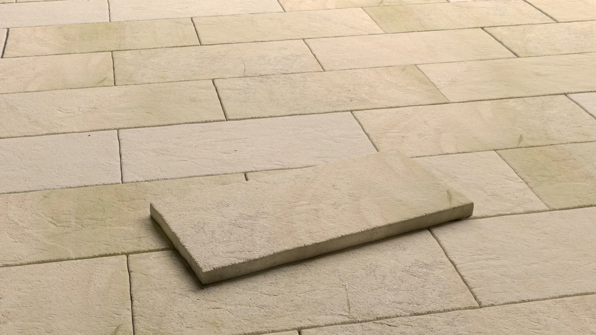 Detailansicht von Terrassenplatten aus Stein und Feinkeramik