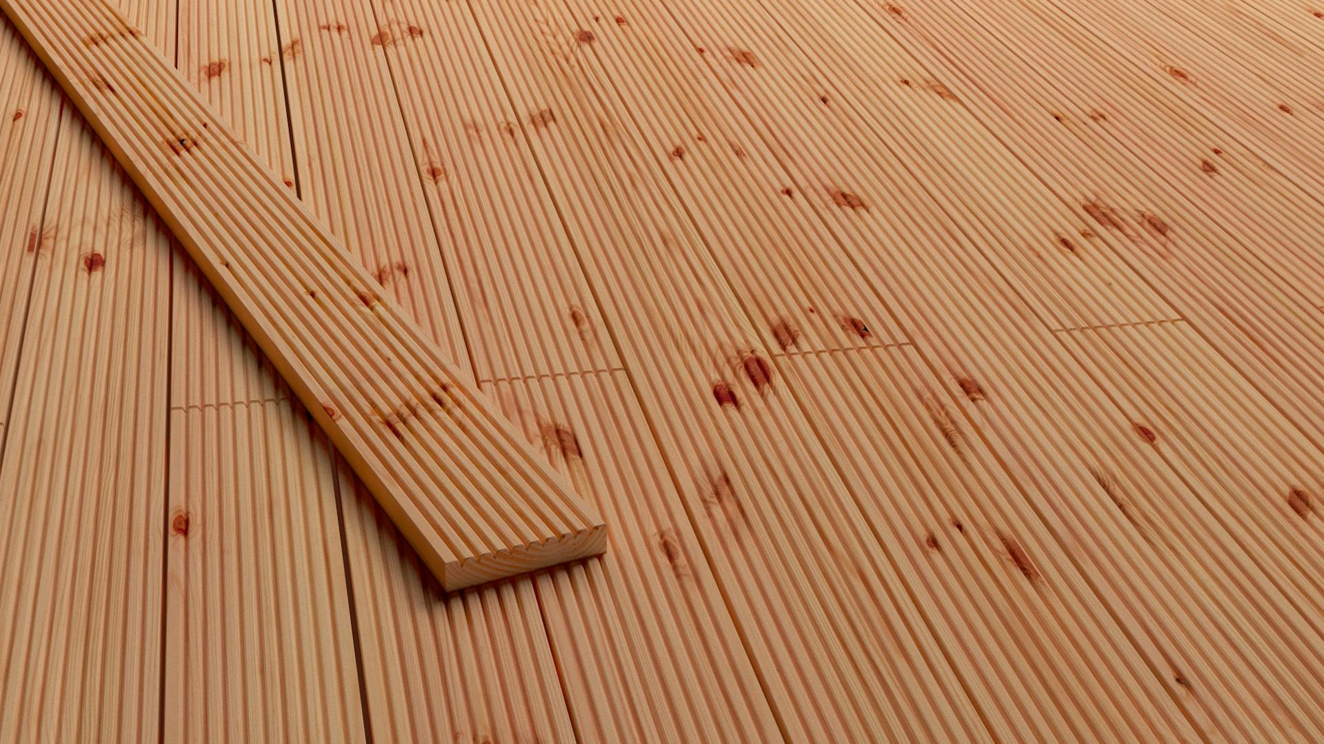 Detailansicht einer Terrassendiele aus Douglasie