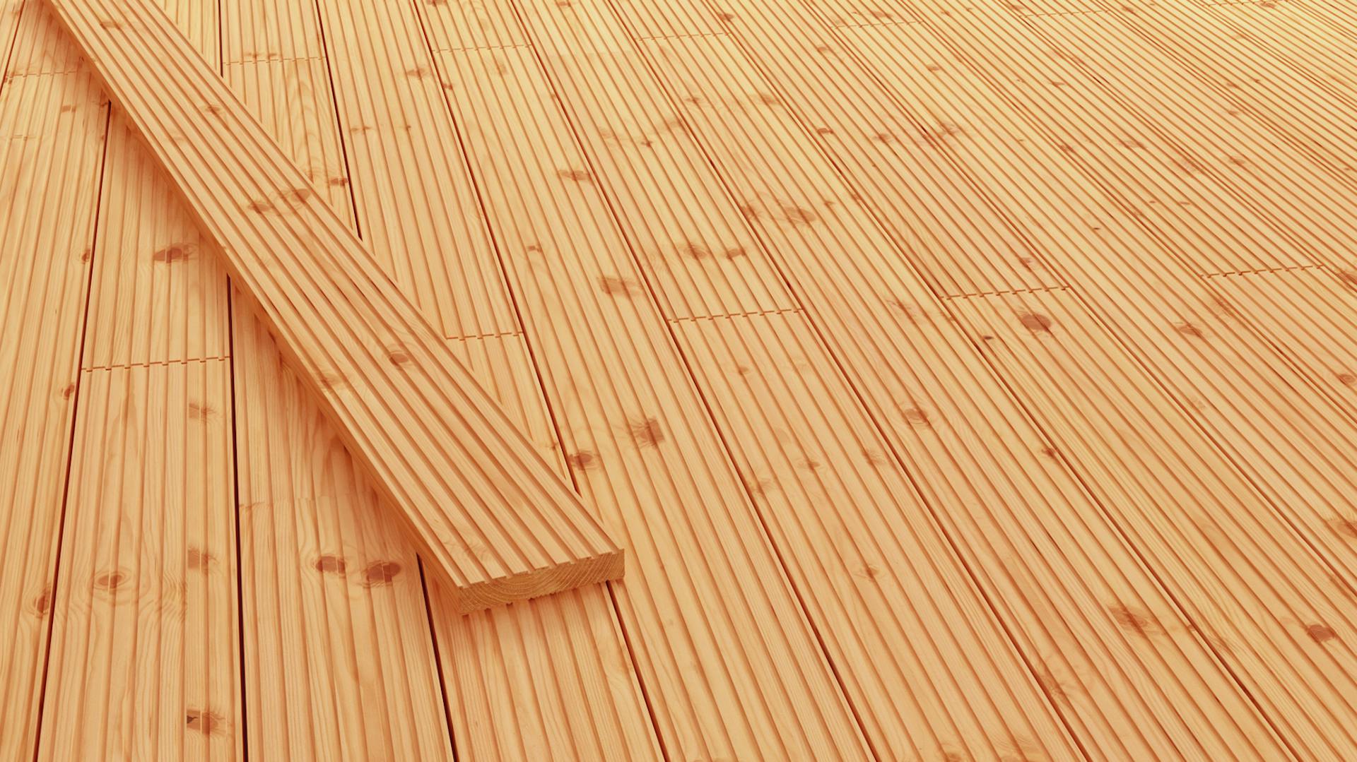 Detailansicht einer Terrassendiele aus Douglasie
