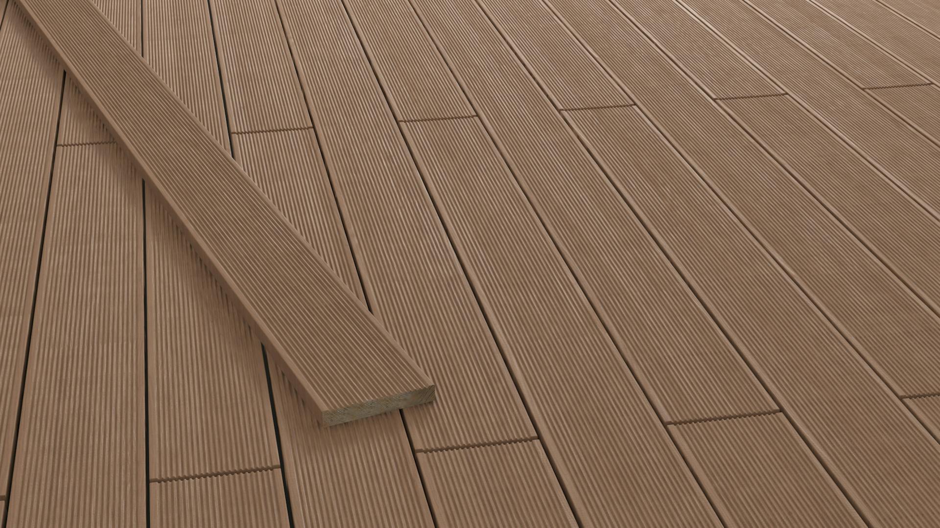 Detailansicht einer Thermoholzdiele aus Esche