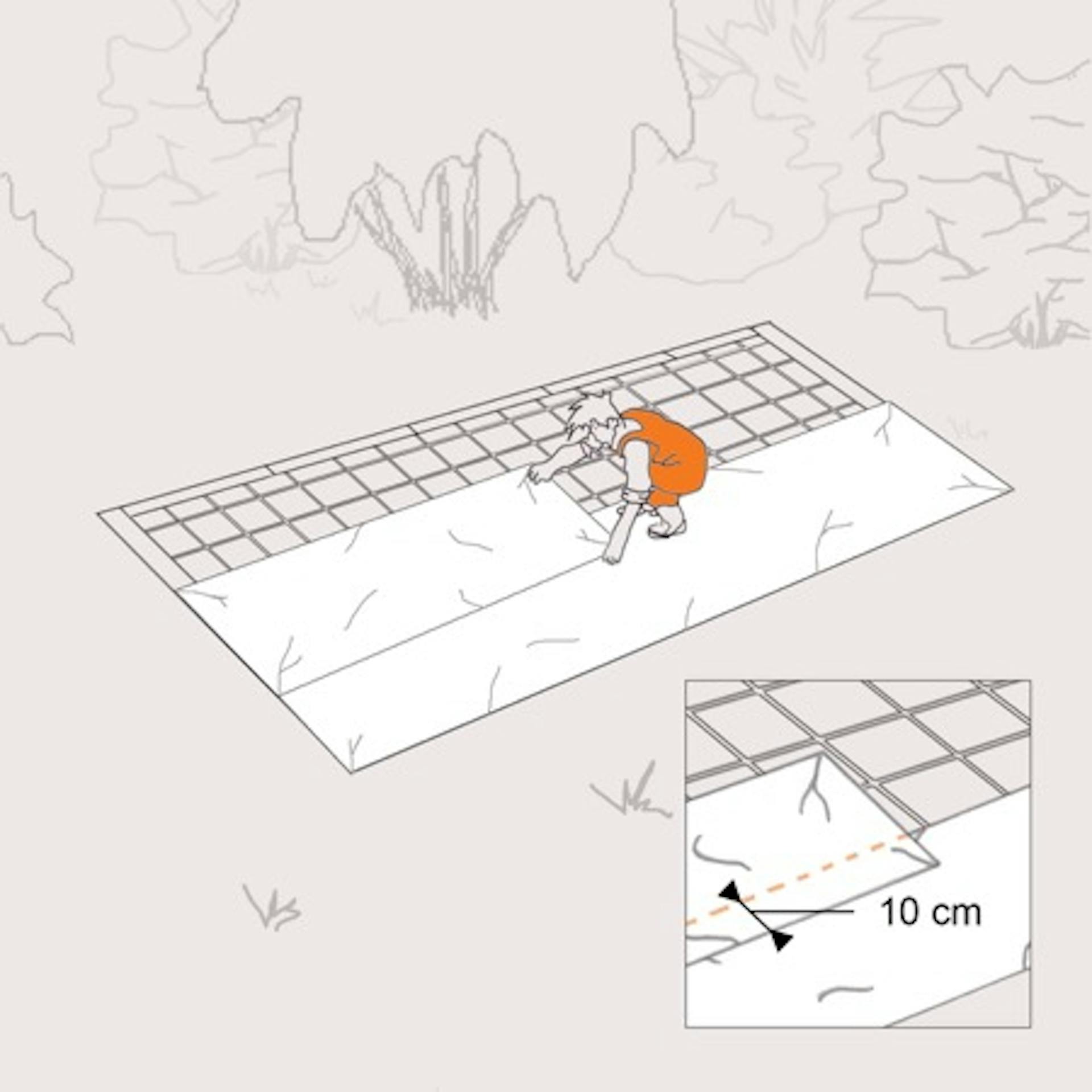 Un appassionato del fai-da-te applica il tappeto protettivo sul rivestimento esistente.