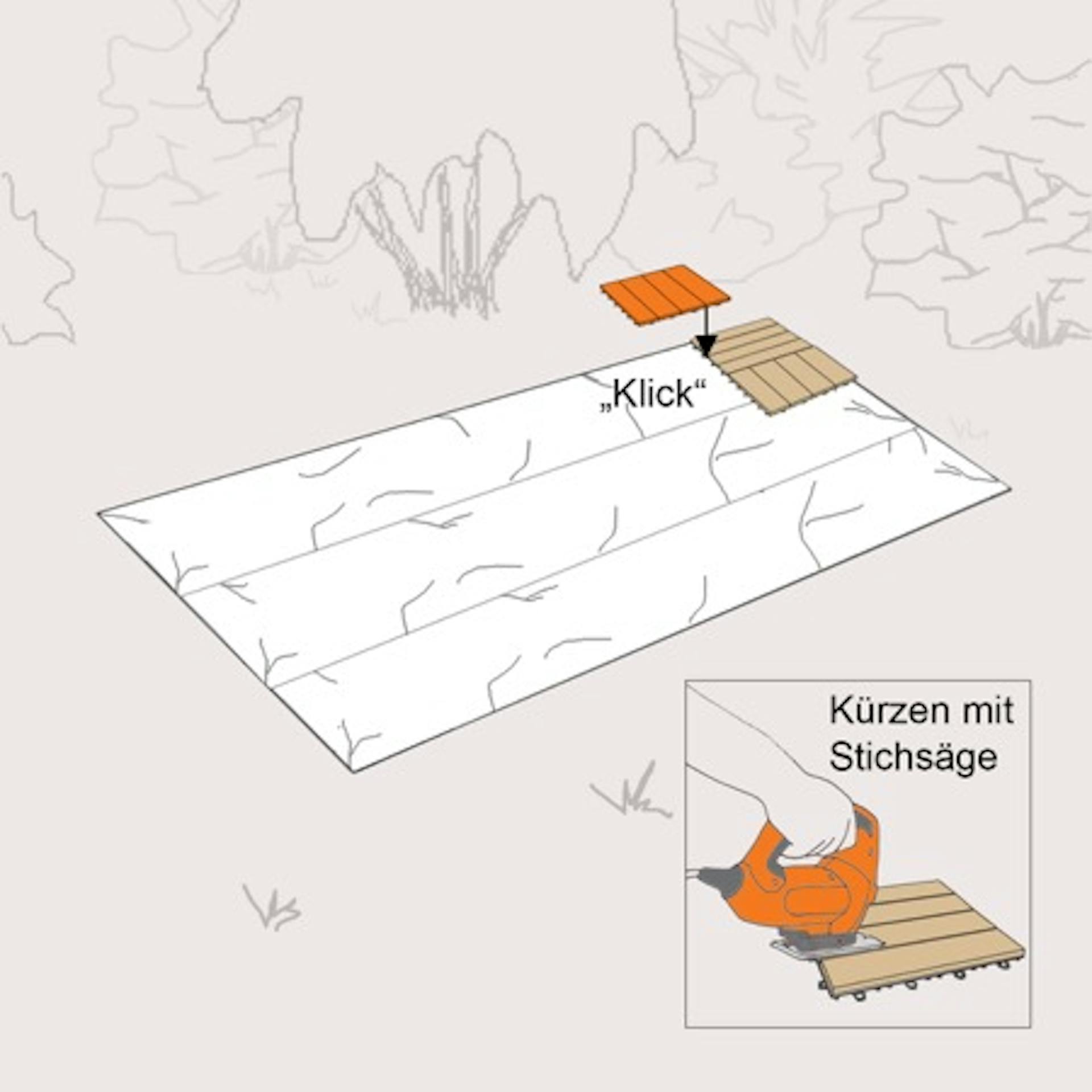 Figura su come accorciare e posare le piastrelle a clic