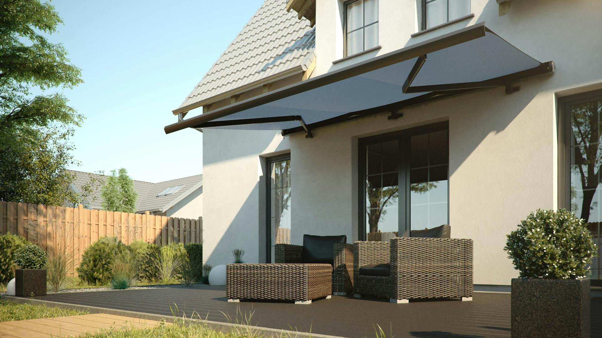 Haus mit moderner Terrasse