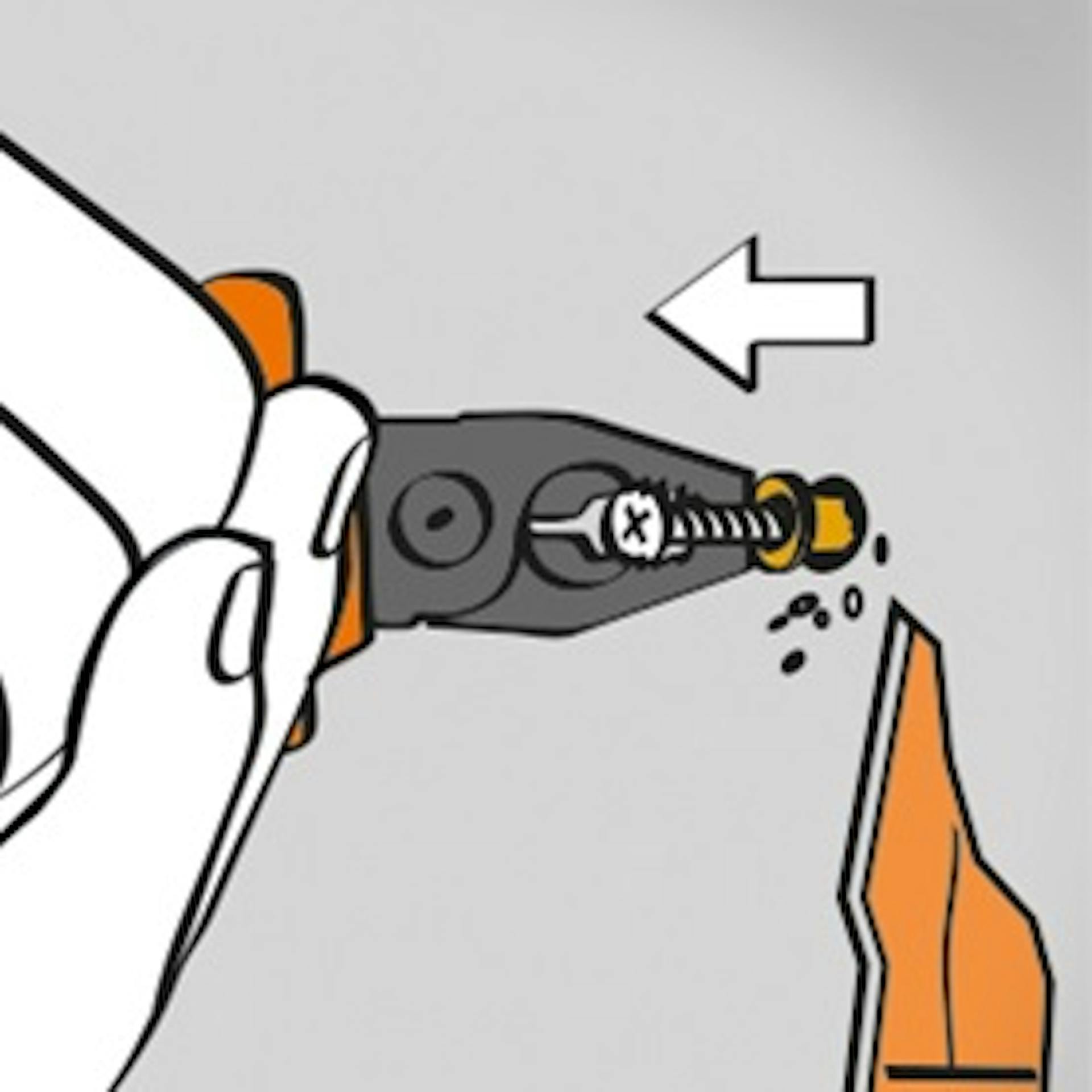 Eine Schraube wird vor dem Verspachteln aus der beschädigten Wand entfernt.