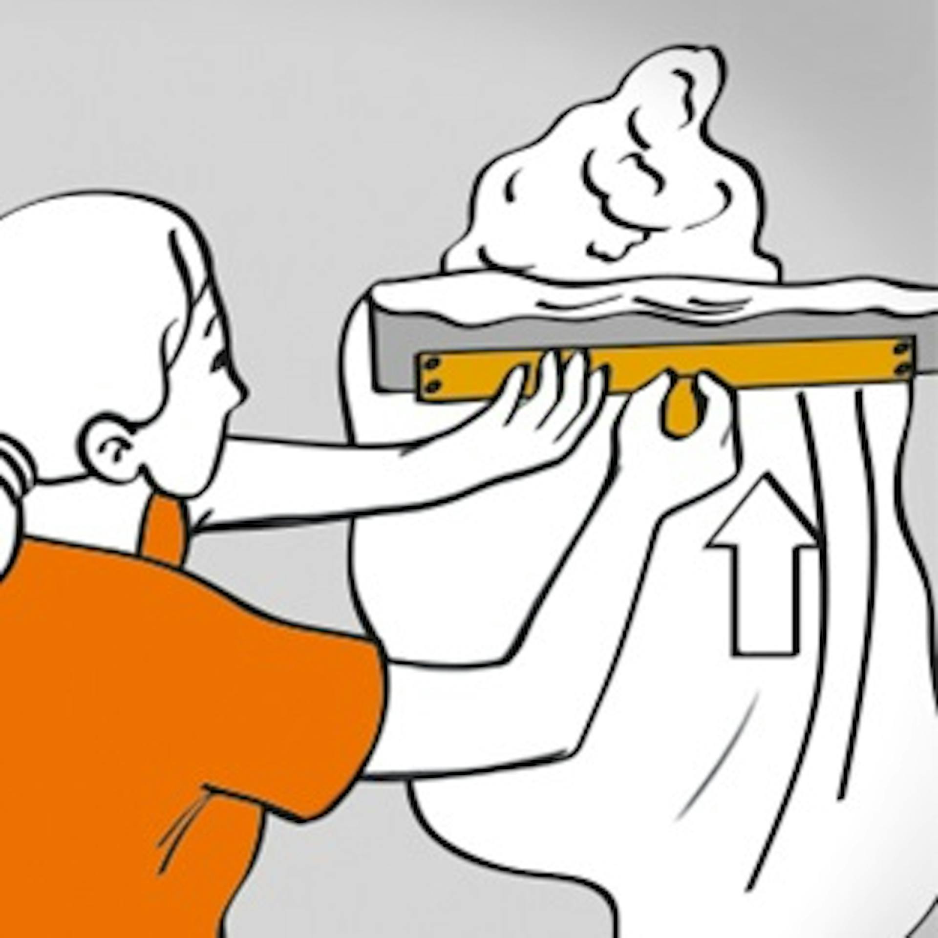 Heimwerkerin verspachtelt einen großflächigen Riss an der Wand.