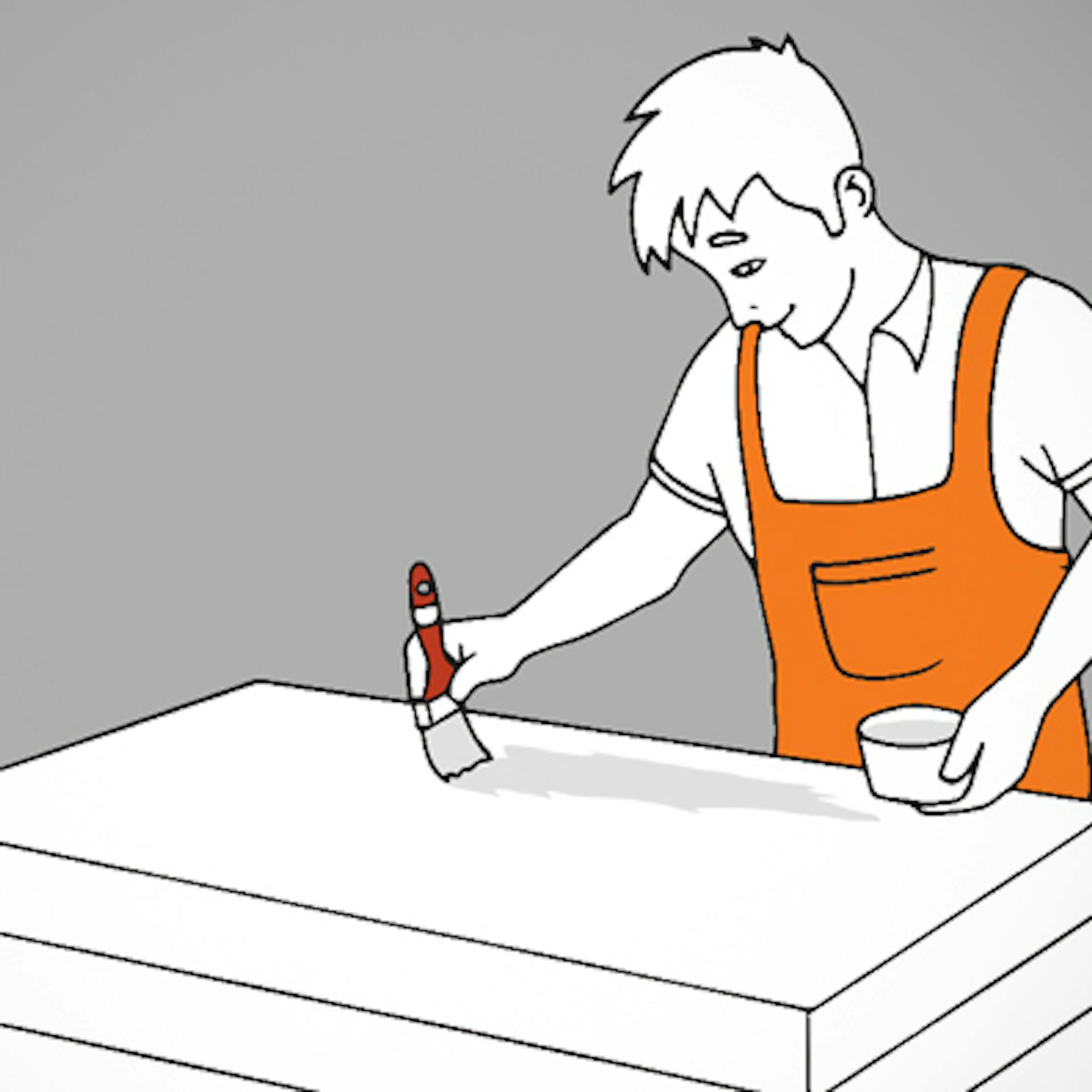 Heimwerker verstreicht Holzleim auf Dämmplatte.