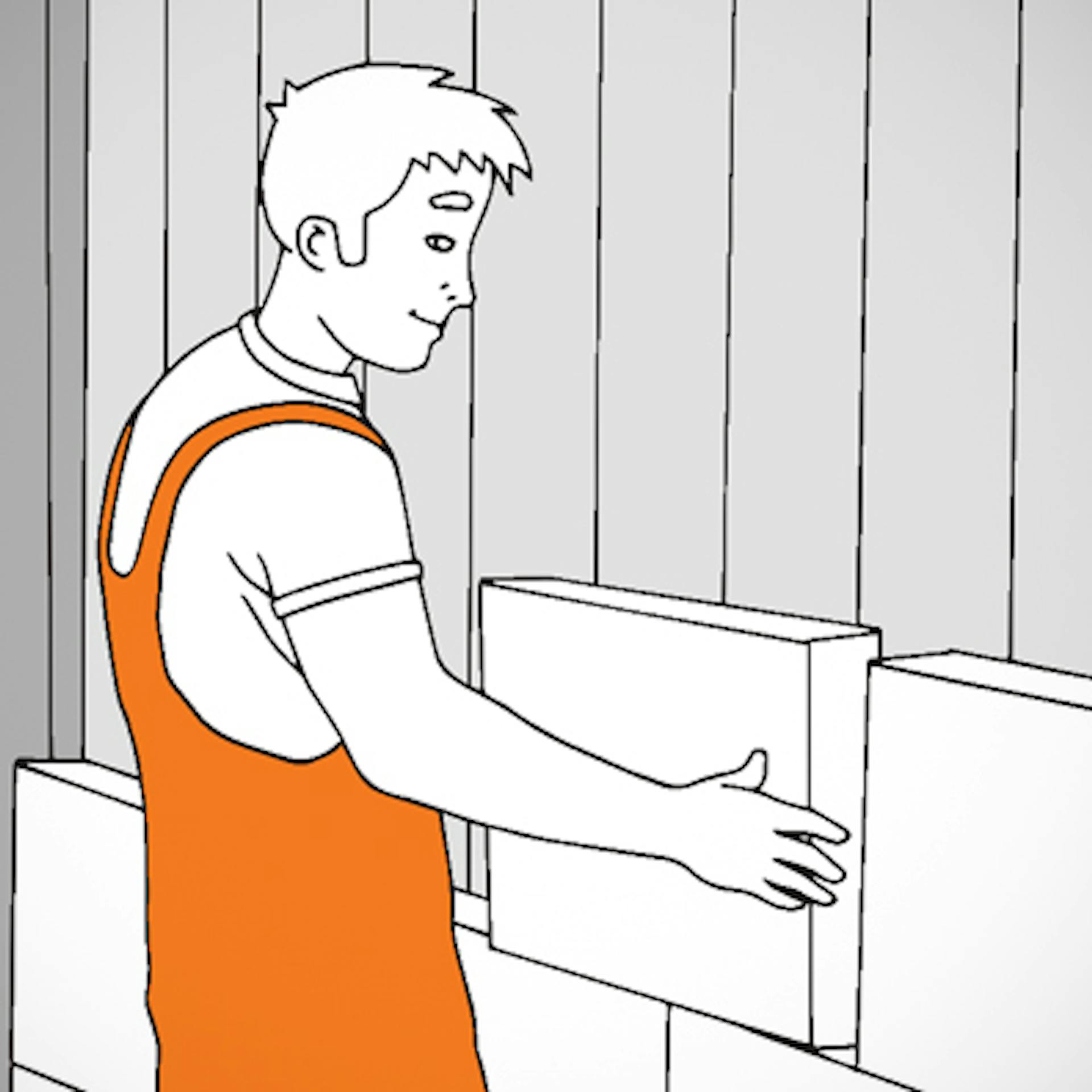 Heimwerker bringt Dämmplatten an Garagentor an.