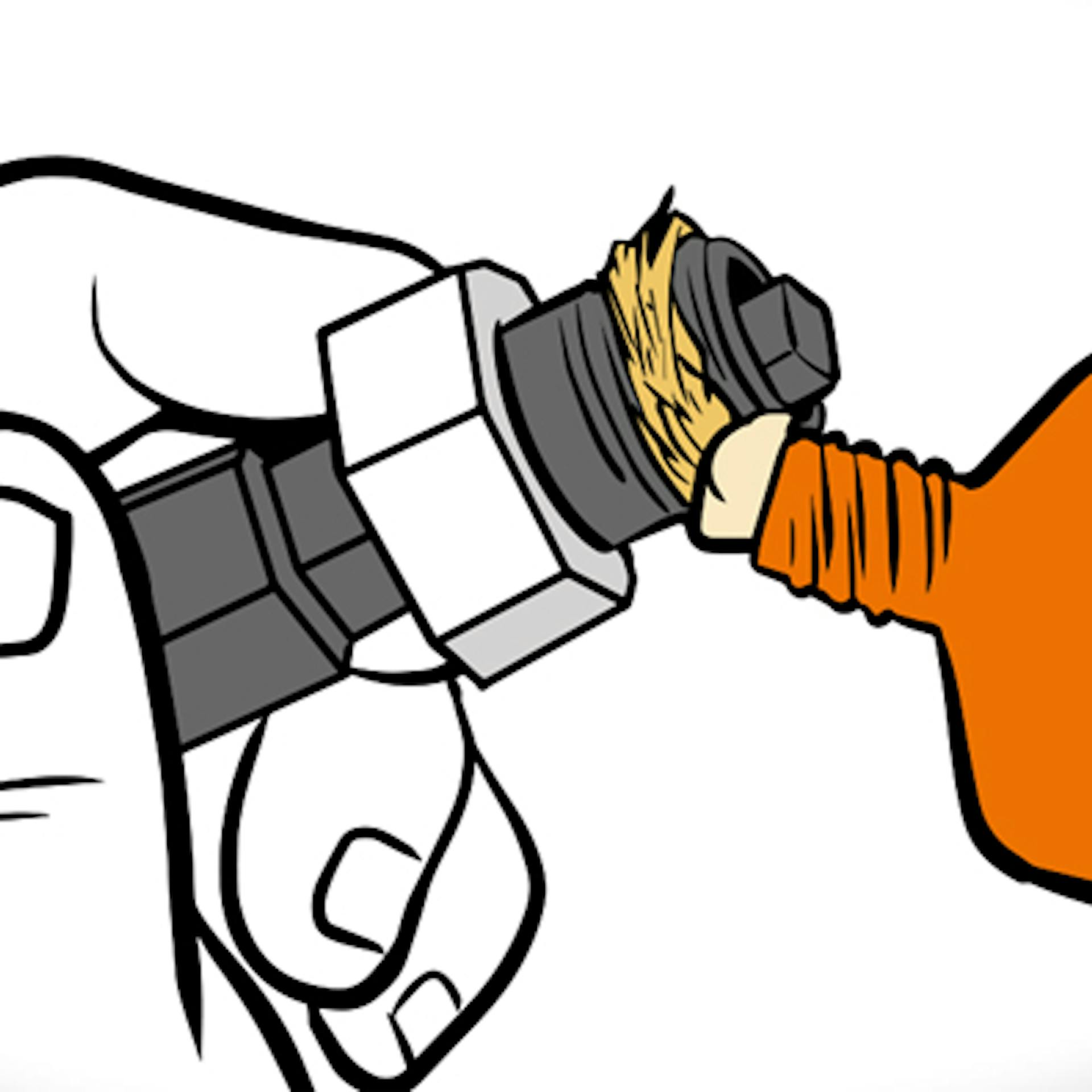 L’appassionato del fai da te sigilla le filettature di raccordo dei radiatori con la canapa.