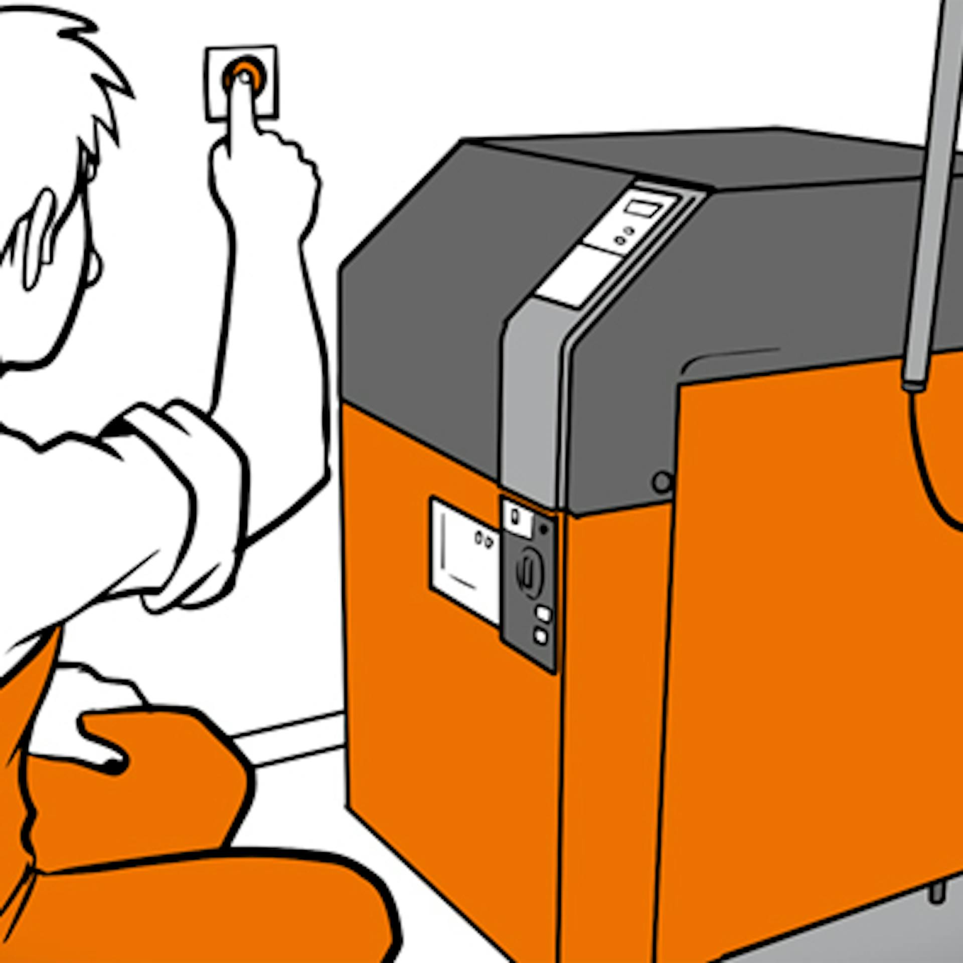 L’appassionato del fai da te spegne l’impianto di riscaldamento.