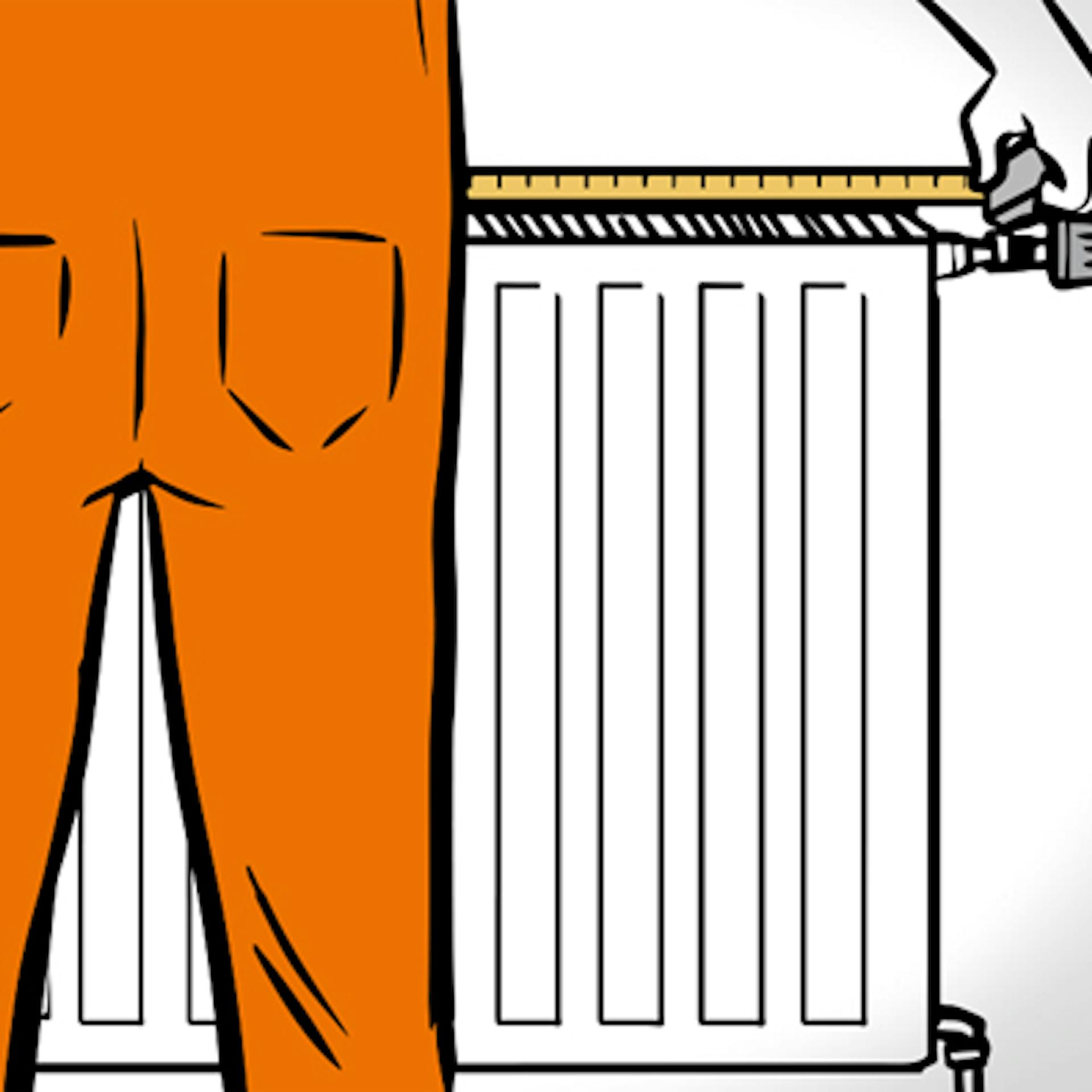 L’appassionato del fai da te misura il radiatore con il metro.