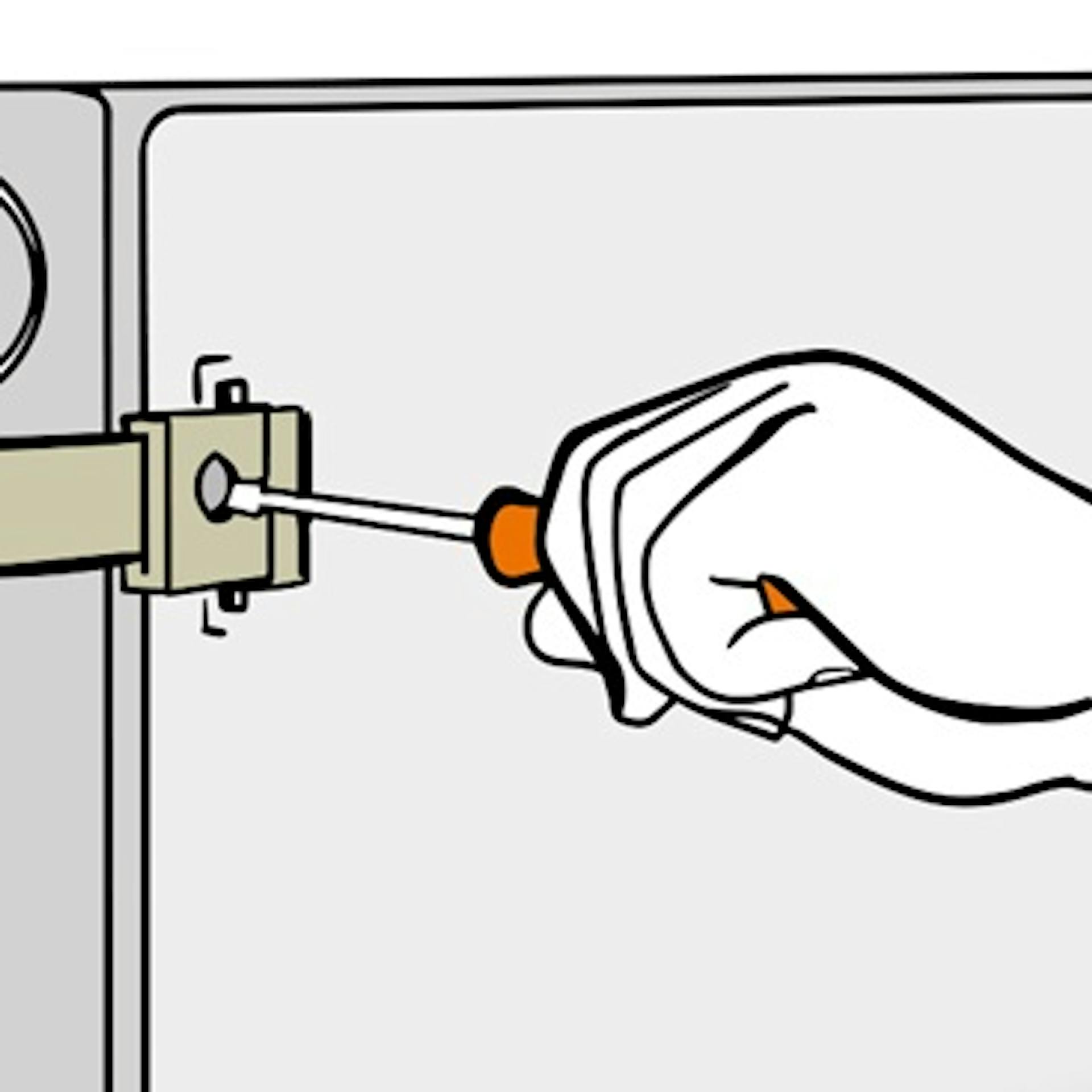 L’appassionato del fai da te fissa il radiatore alla staffa con il giravite