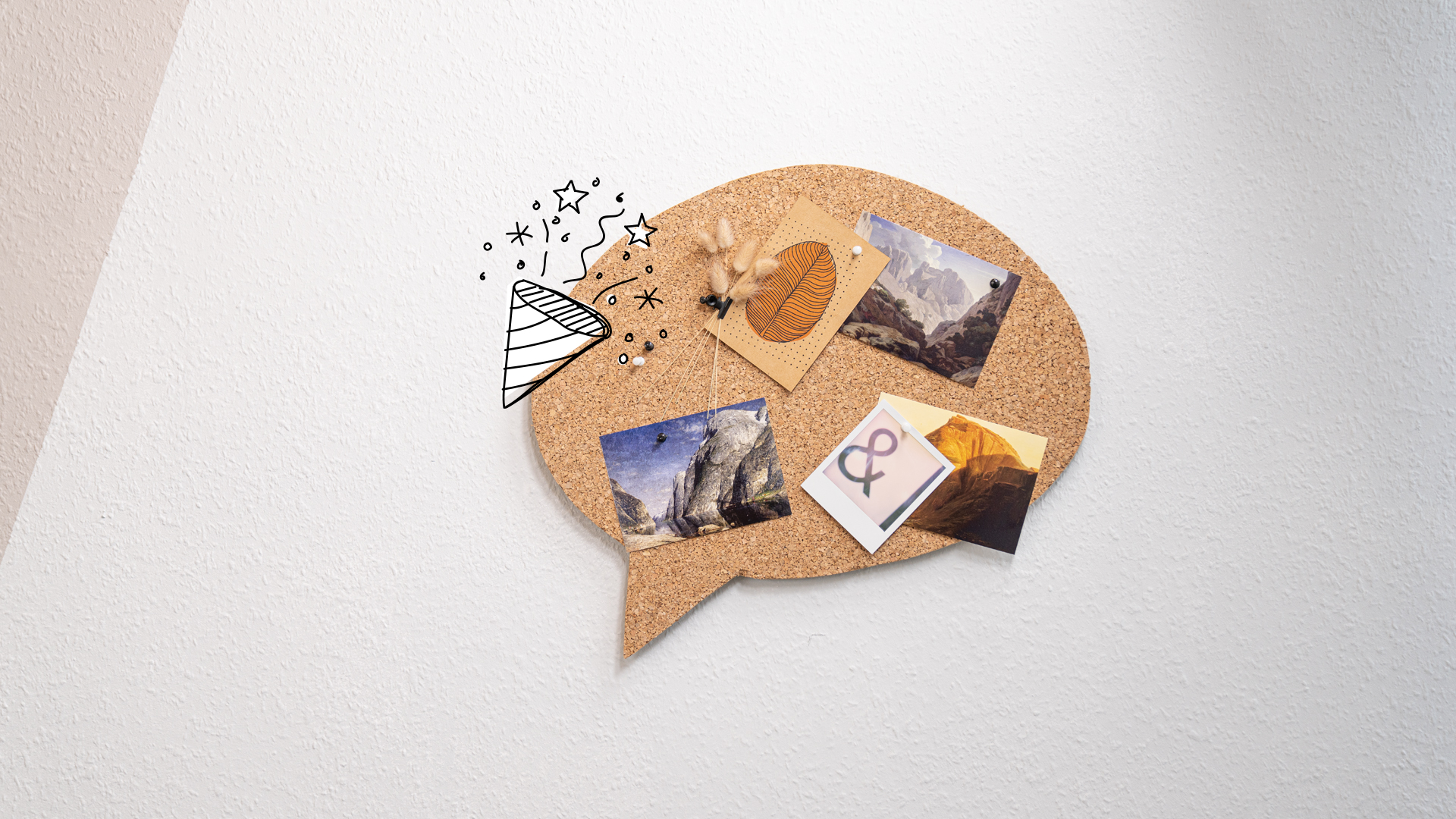 Individuelle Gestaltung von Korkwand als Sprechblase