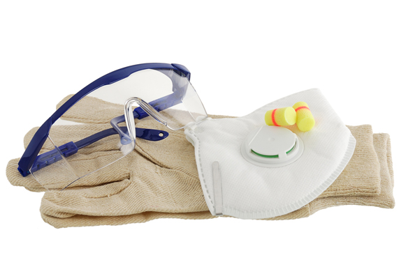 Ochranné oblečení, ochranné brýle, respirátor, rukavice