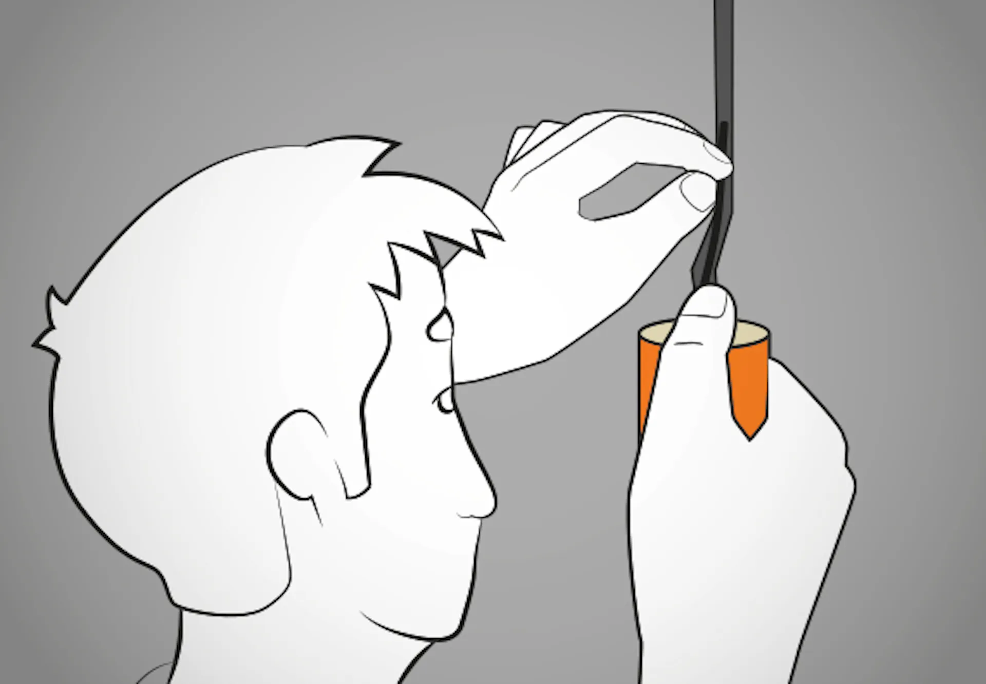 Heimwerker sprüht Montageschaum in geweiteten Mauerriss.