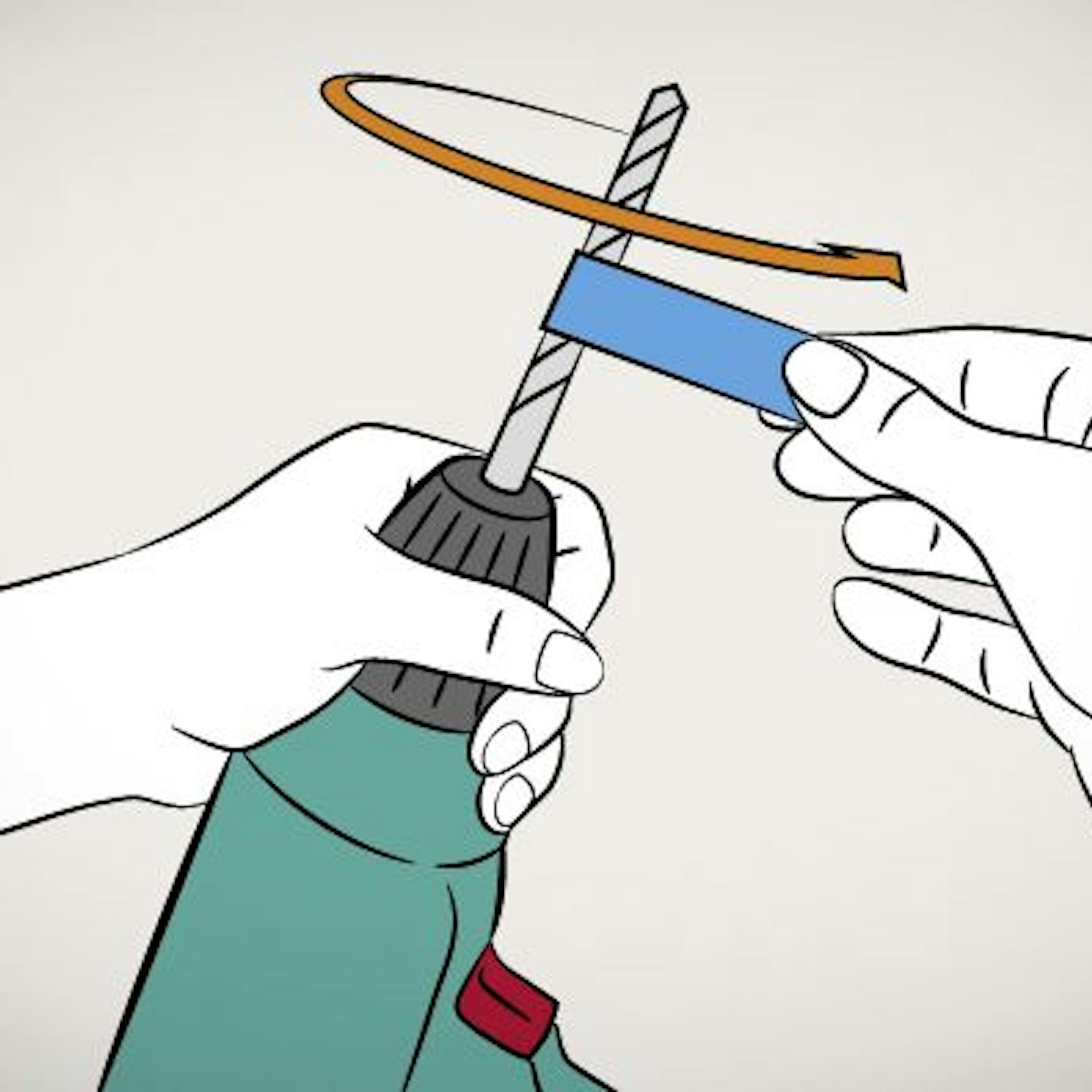 Heimwerker bringt Isolierband an Bohrer an, um Bohrlochtiefe zu markieren.