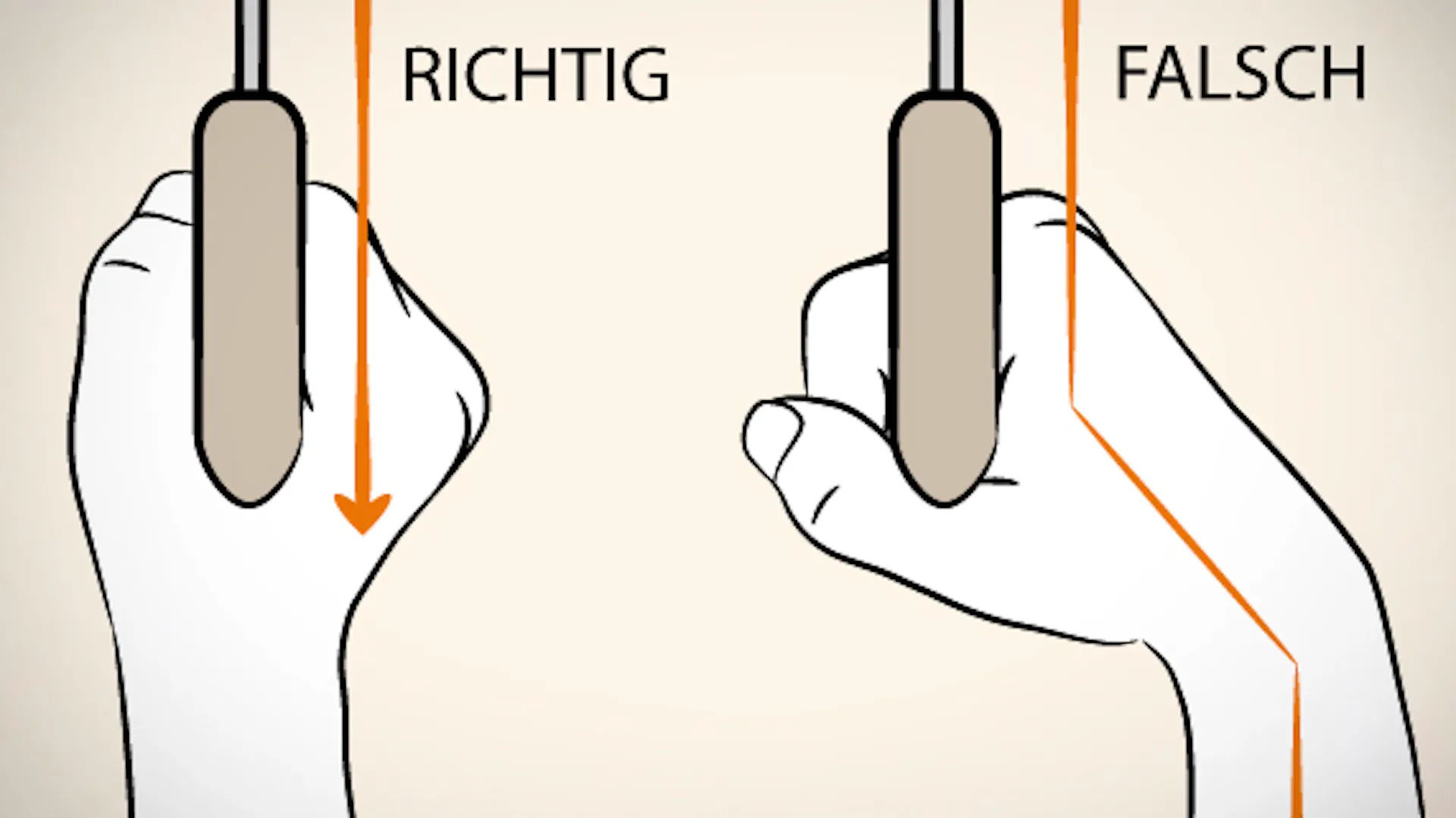 Richtige Handhaltung bei der Verwendung einer Handsäge.