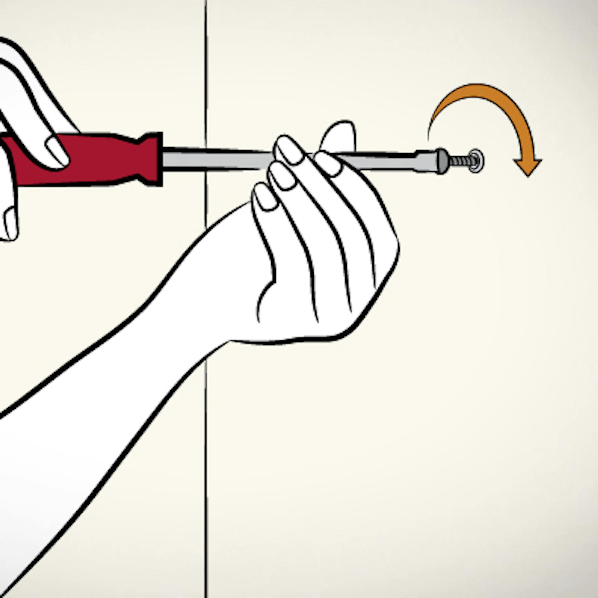 Schraube wird mit passendem Schraubendreher in die Wand gedreht.