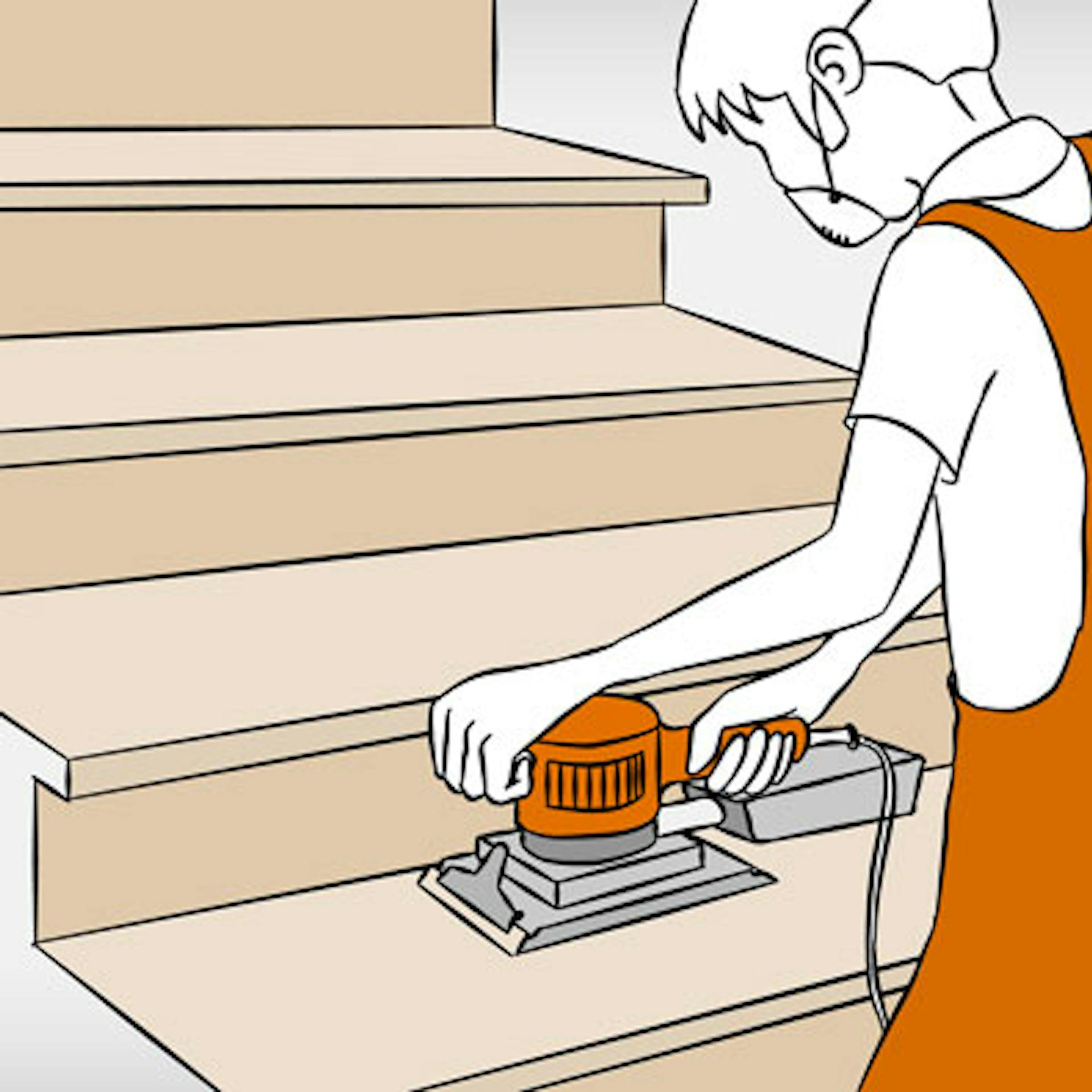 Renovácia drevených schodov v 6 krokoch Krok 1 Odstráňte starú krytinu a nahrubo obrúste