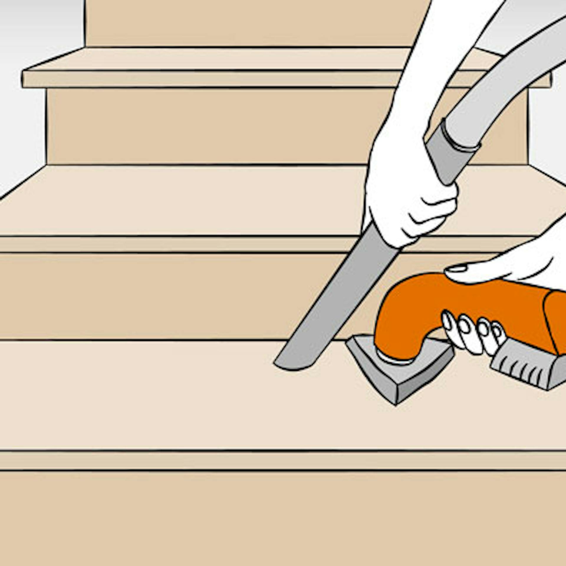 Renovácia drevených schodov v 6 krokoch Krok 3 Jemné brúsenie