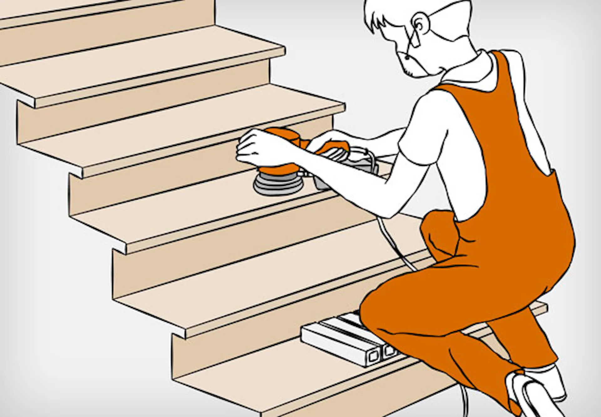 Holztreppe renovieren in 6 Schritten Schritt 5 Grundierungsschliff
