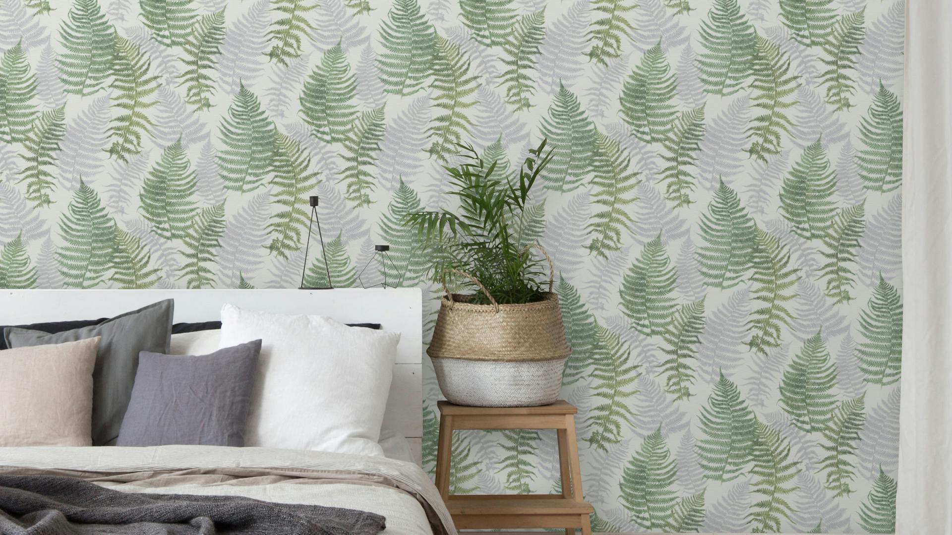 Wand mit gemusterter Vliestapete