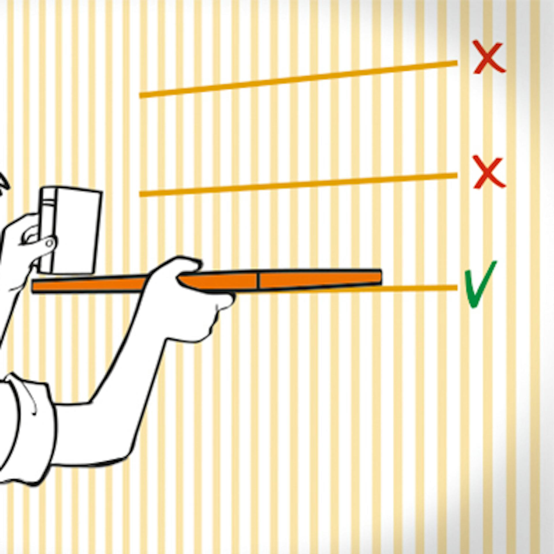 Zeichnung Heimwerker platziert Wandregal an Wand