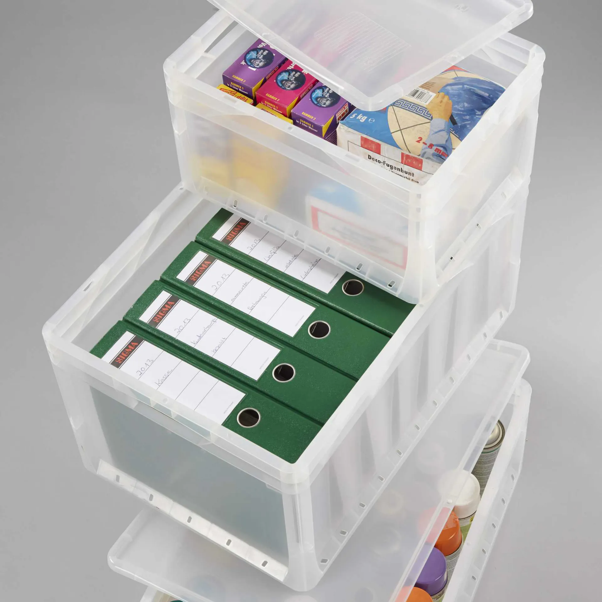 Aufbewahrungsboxen mit Aktenordnern
