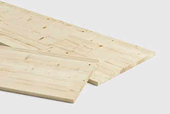 Leimholzplatten aus massivem Fichtenholz.