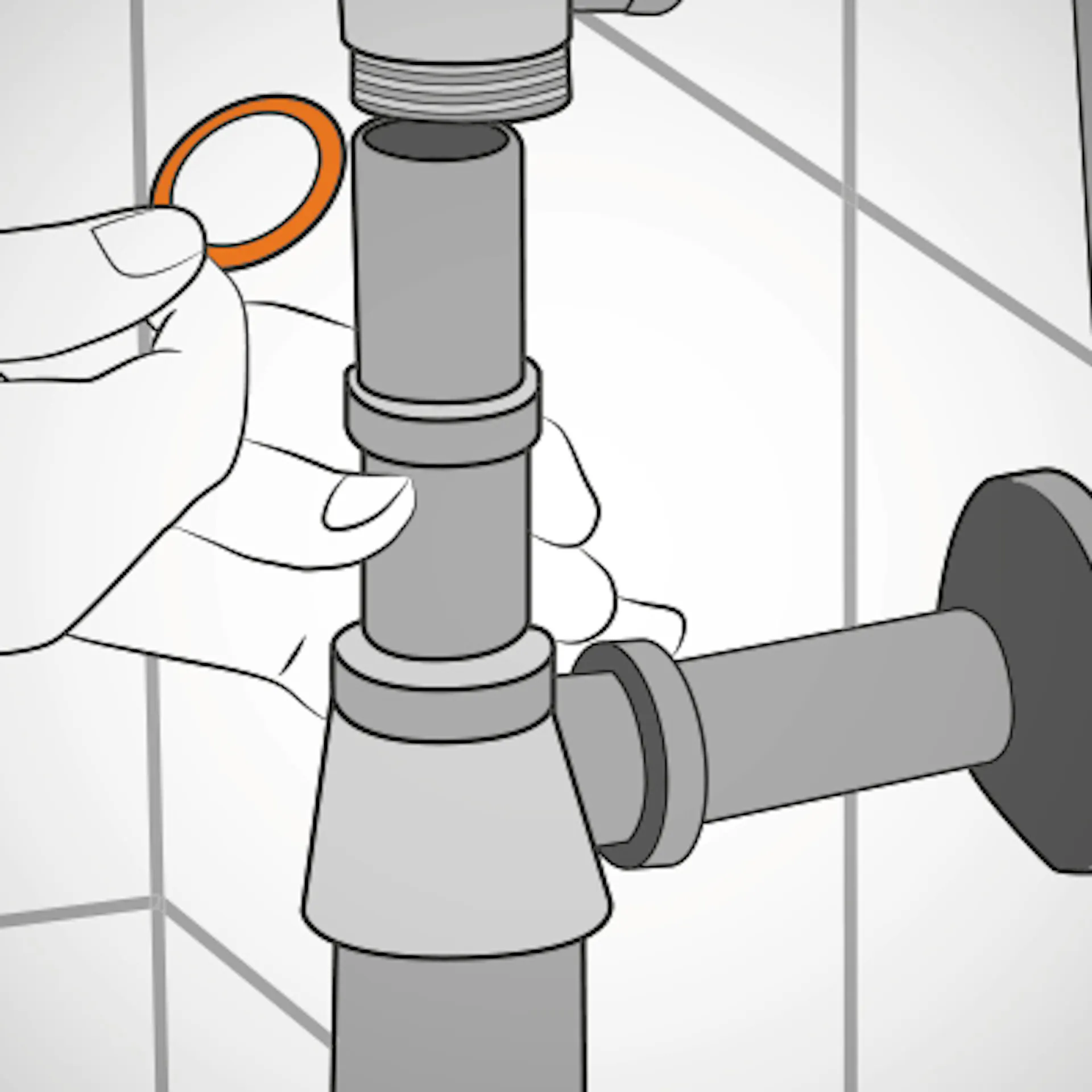 Montage du conduit d’écoulement et du siphon