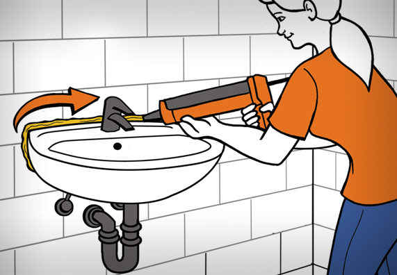 Étanchéifier la jonction lavabo/mur