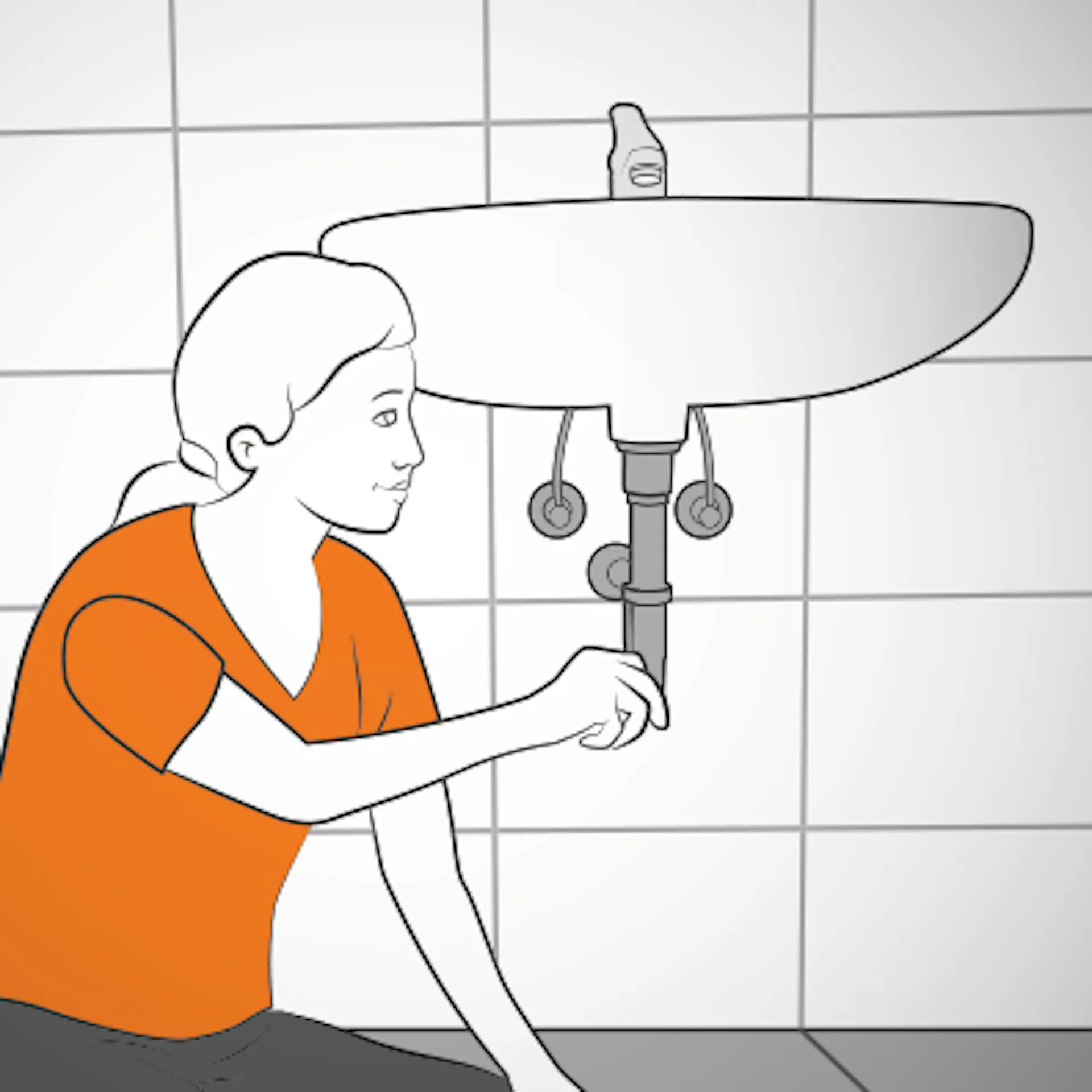 Dévisser le siphon et les robinets de l’ancien lavabo